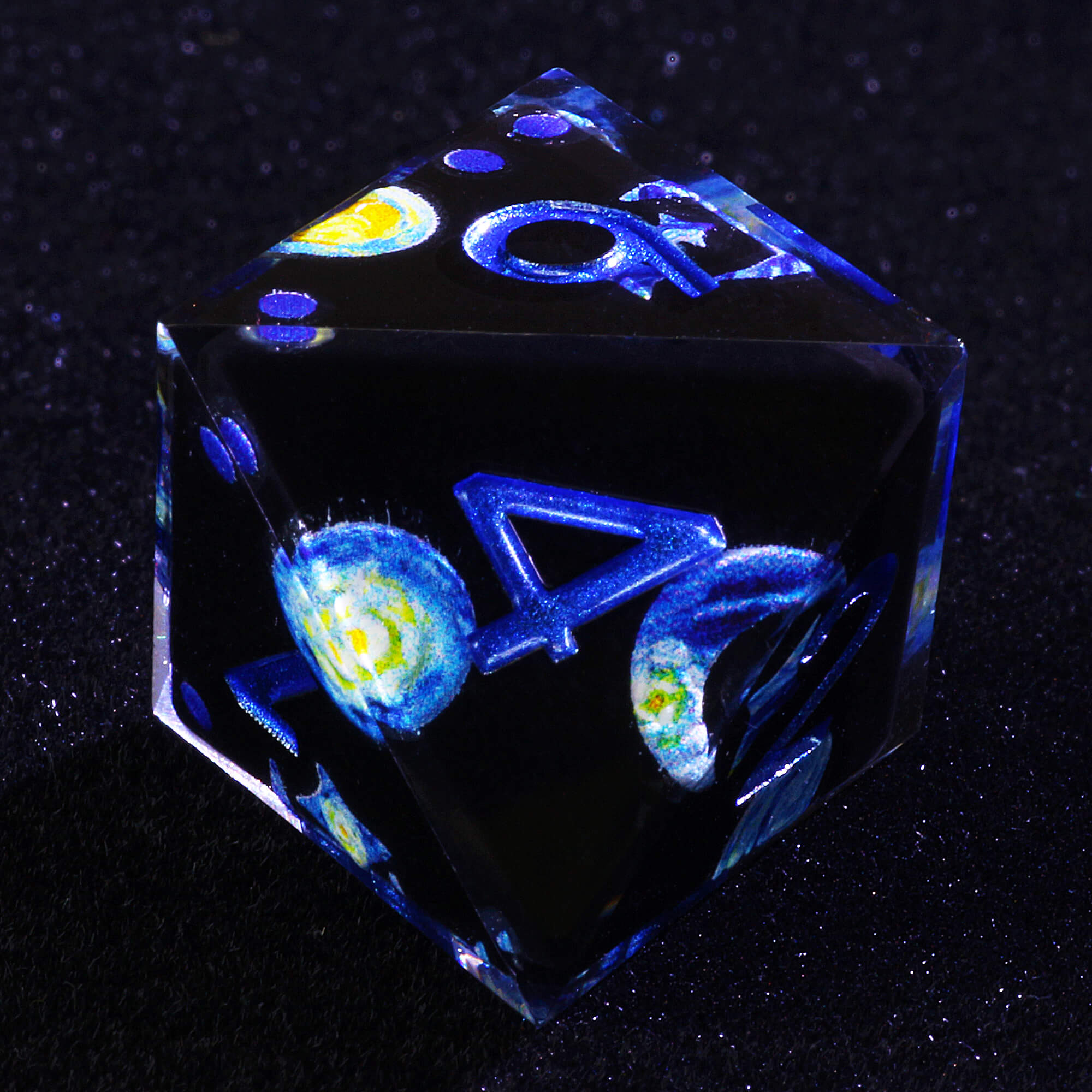 7 Piece Resin Polyhedral DD Dice Set the Starry Night-van Gogh Black - Dice of Dragons