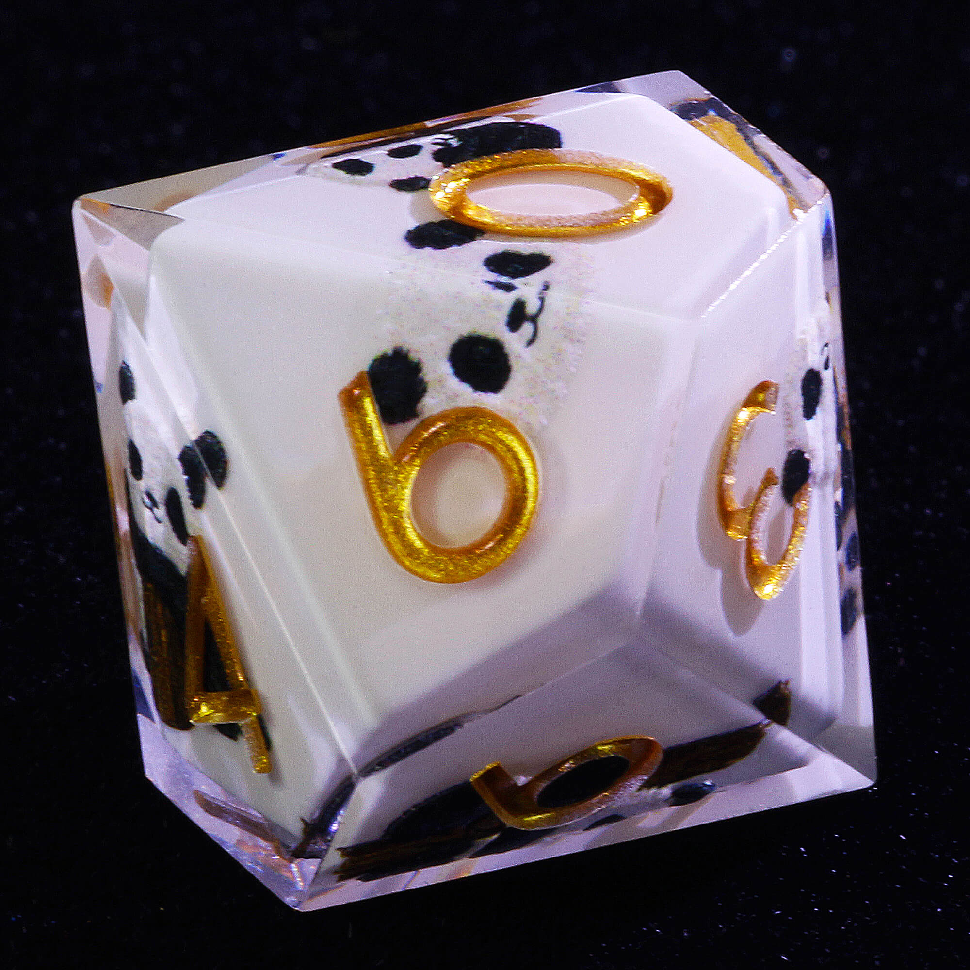 7 Piece Resin Polyhedral D&D Dice Set Panda Milk White - Dice of Dragons