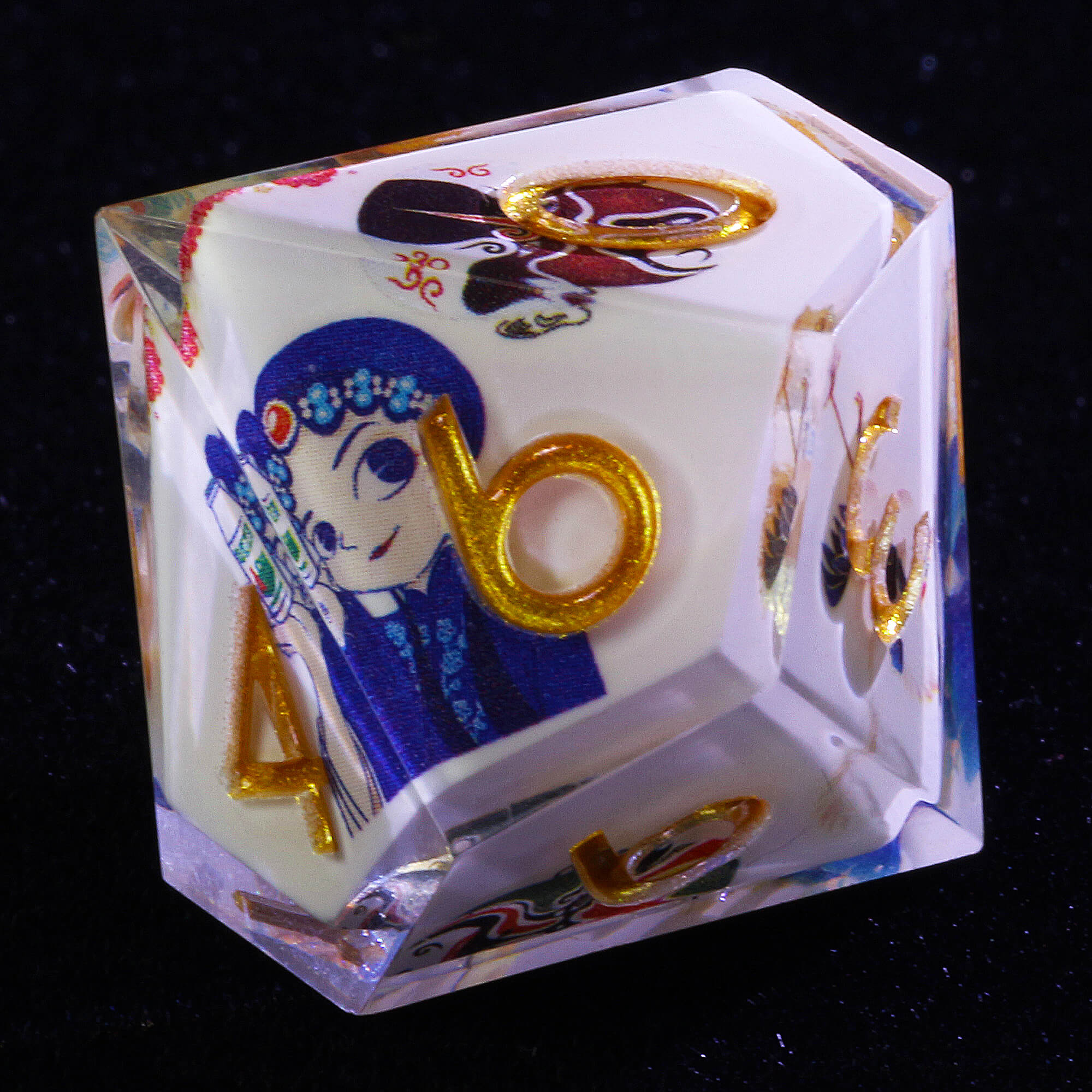 7 Piece Resin Polyhedral D&D Dice Sets Peking Opera Golden Numbers - Dice of Dragons