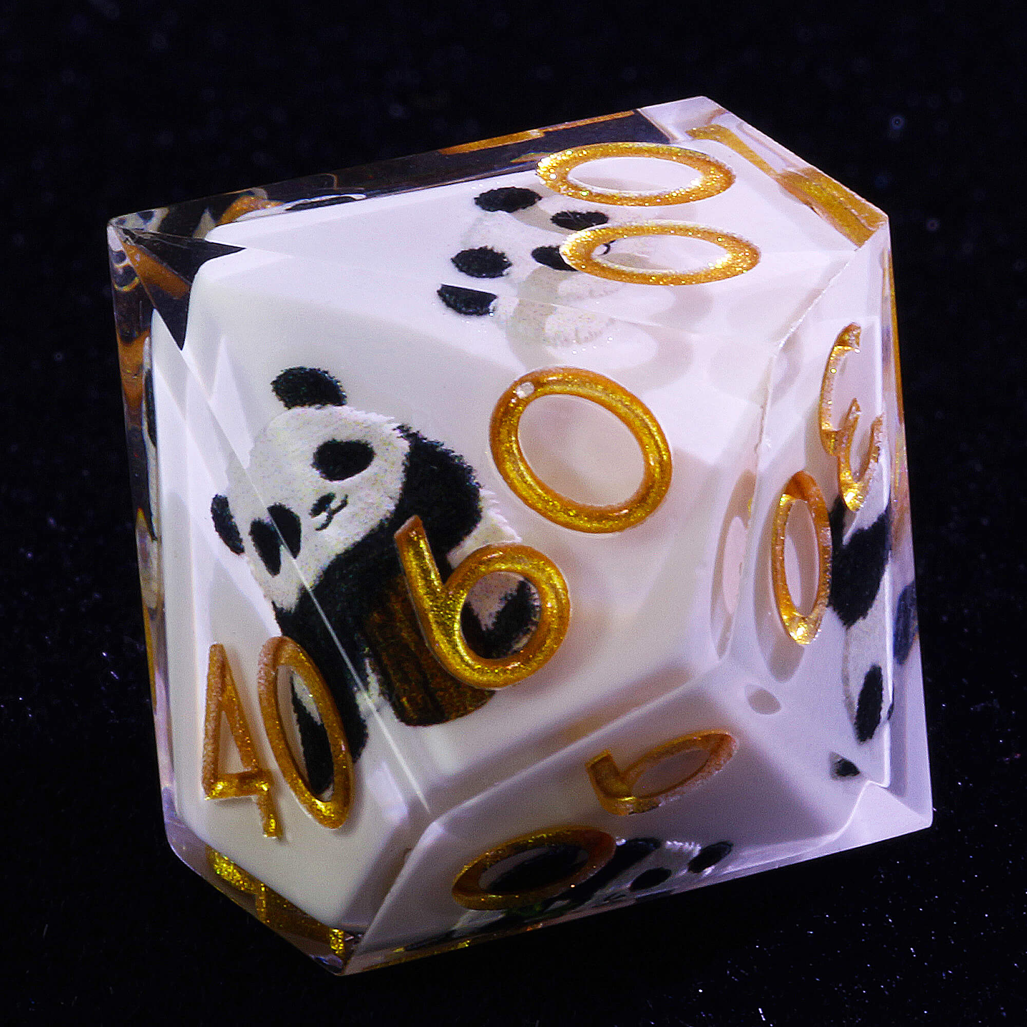 7 Piece Resin Polyhedral D&D Dice Set Panda Milk White - Dice of Dragons