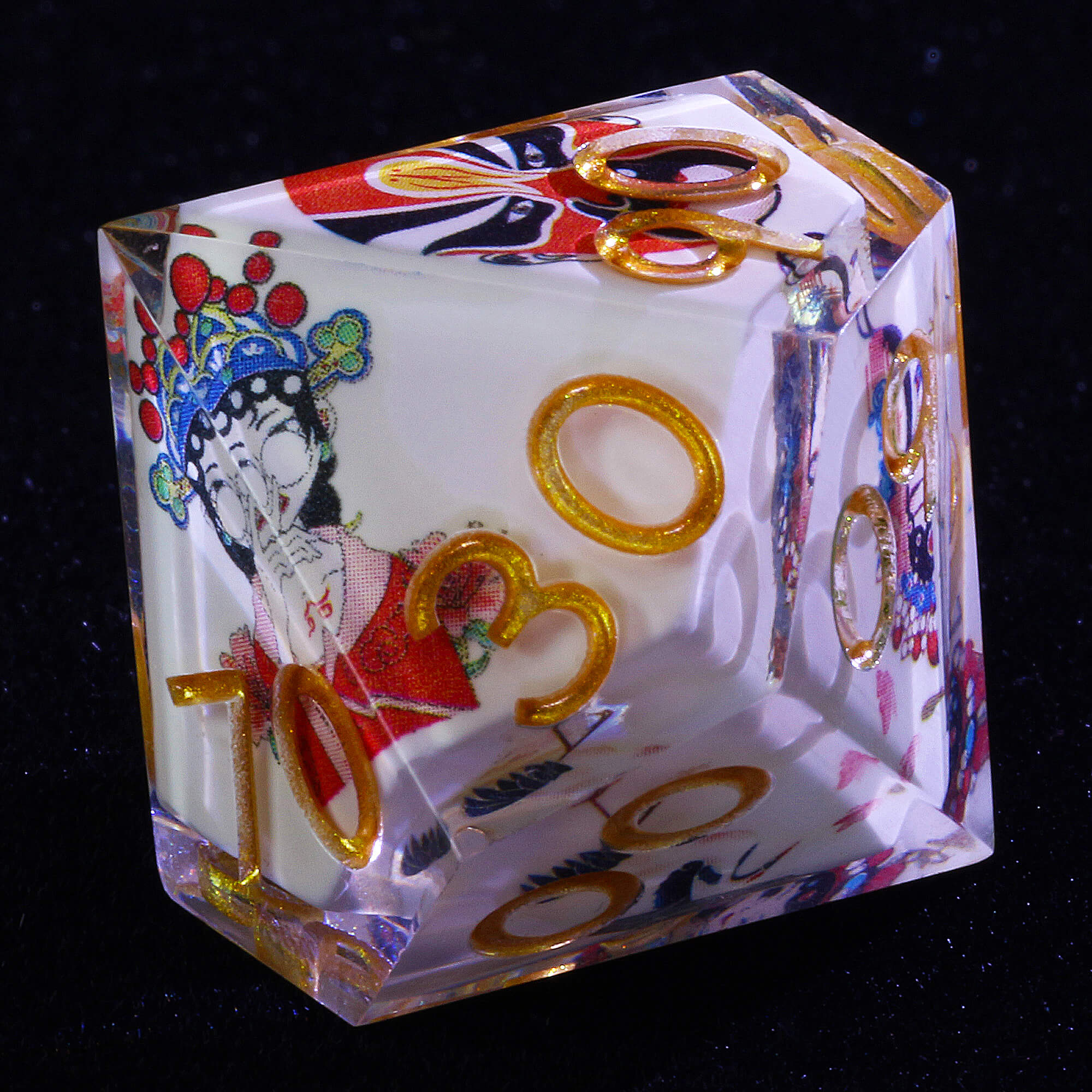 7 Piece Resin Polyhedral D&D Dice Sets Peking Opera Golden Numbers - Dice of Dragons