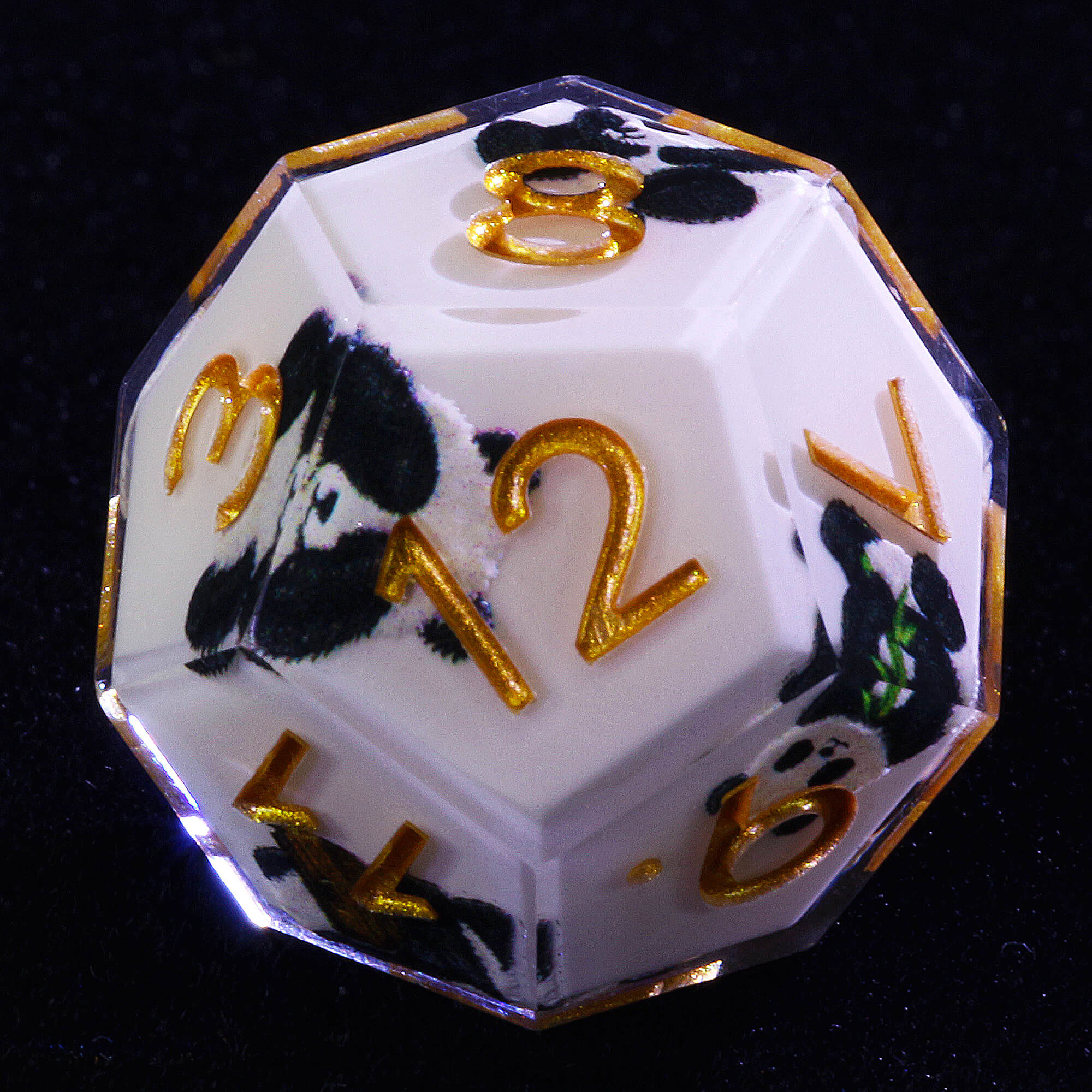 7 Piece Resin Polyhedral D&D Dice Set Panda Milk White - Dice of Dragons