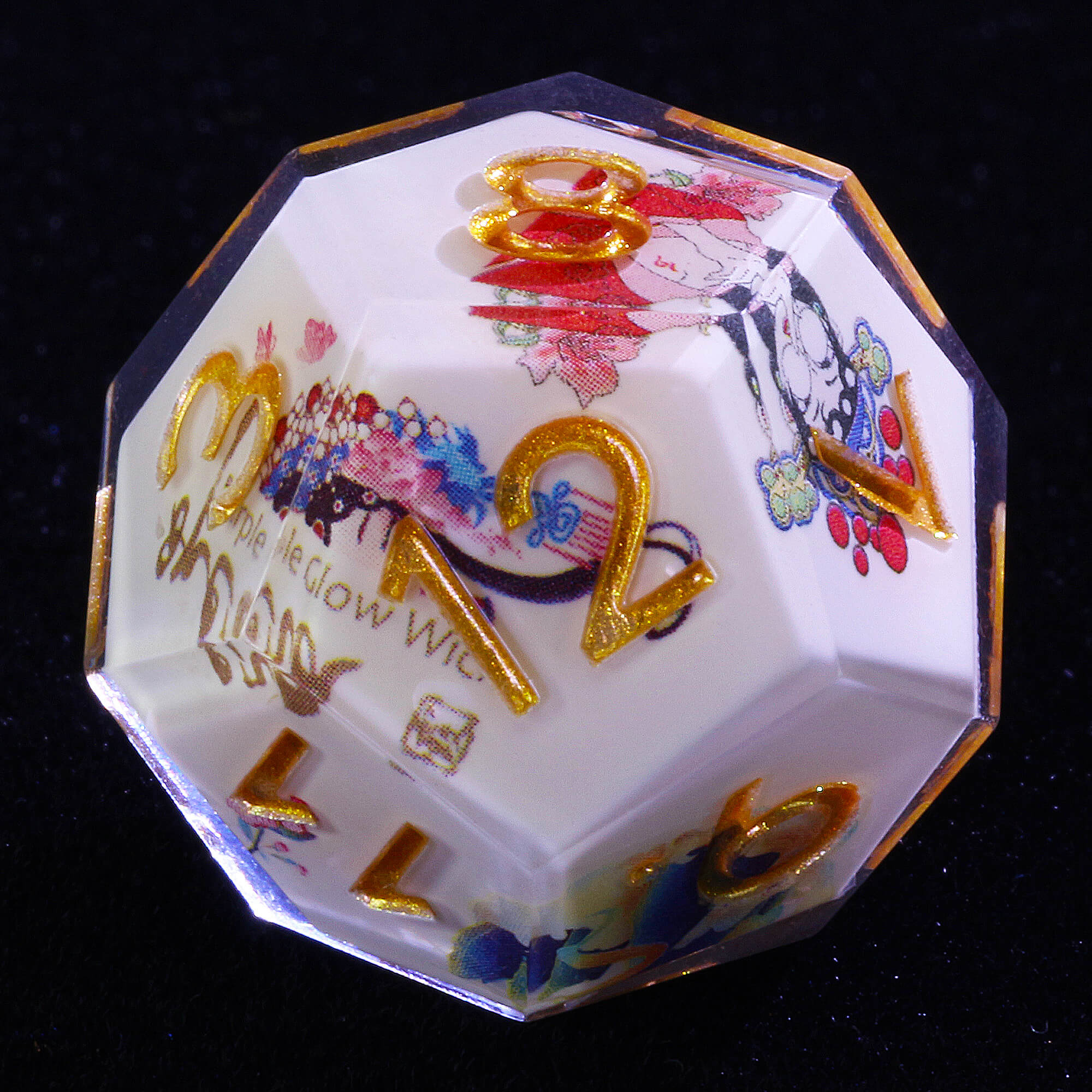 7 Piece Resin Polyhedral D&D Dice Sets Peking Opera Golden Numbers - Dice of Dragons