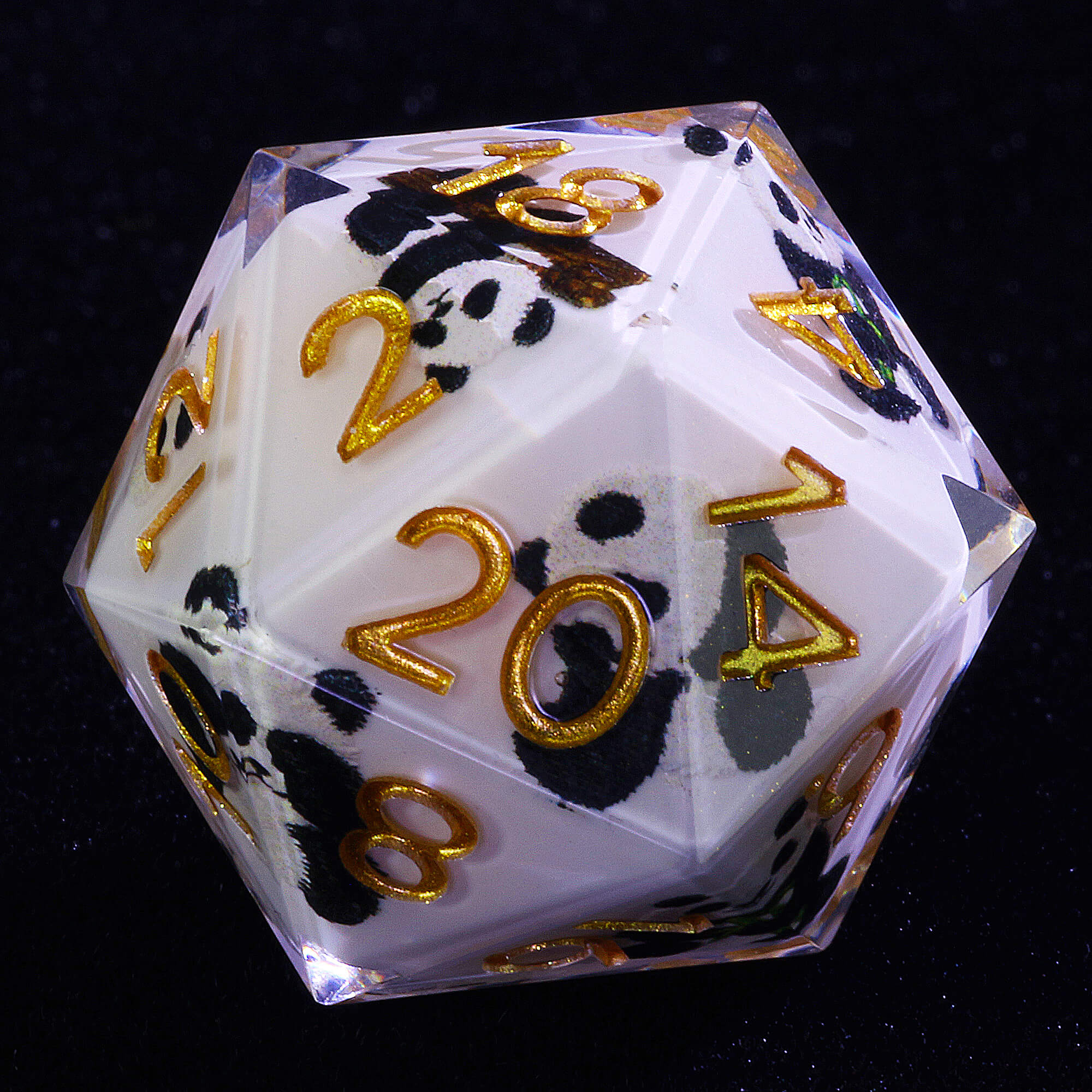 7 Piece Resin Polyhedral D&D Dice Set Panda Milk White - Dice of Dragons