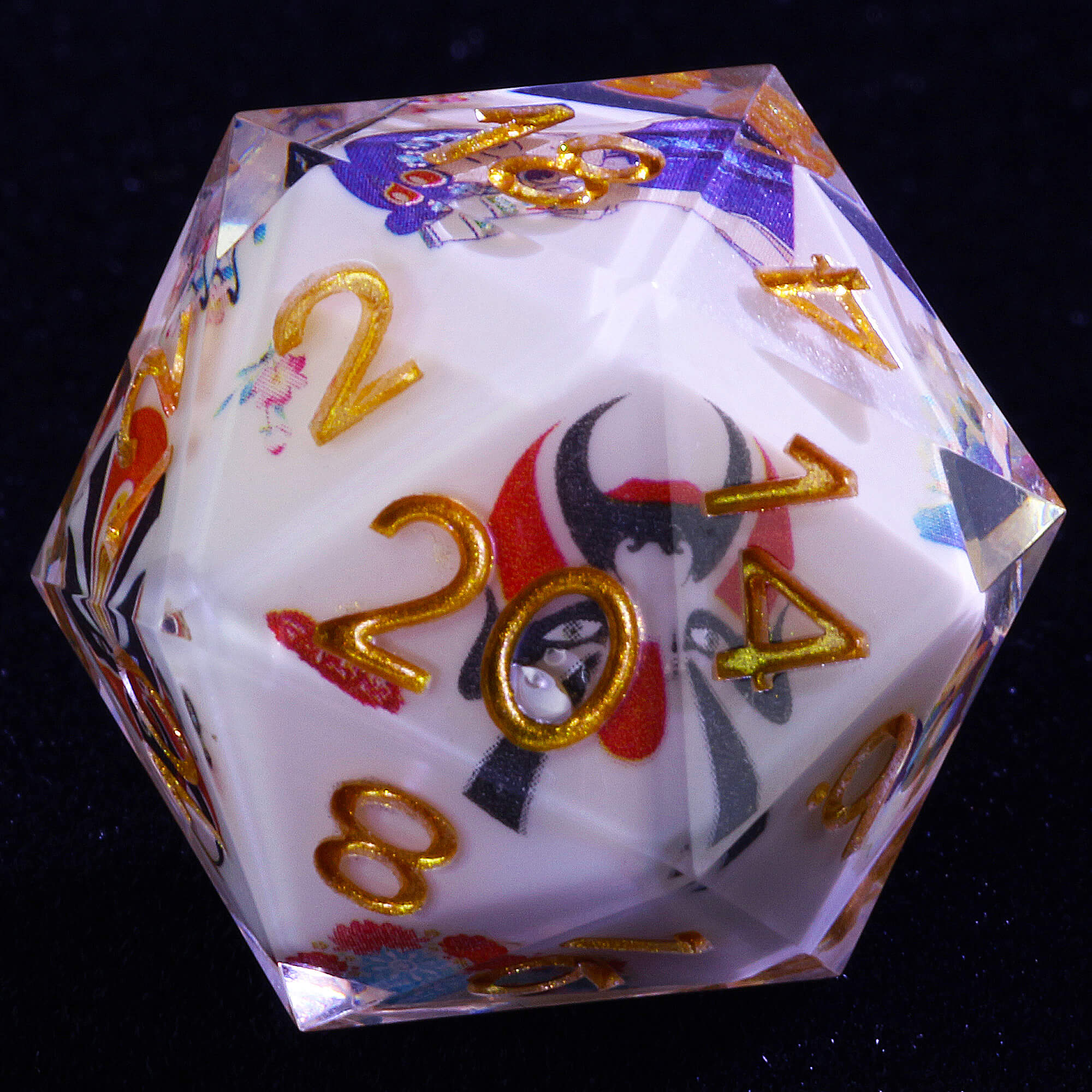 7 Piece Resin Polyhedral D&D Dice Sets Peking Opera Golden Numbers - Dice of Dragons