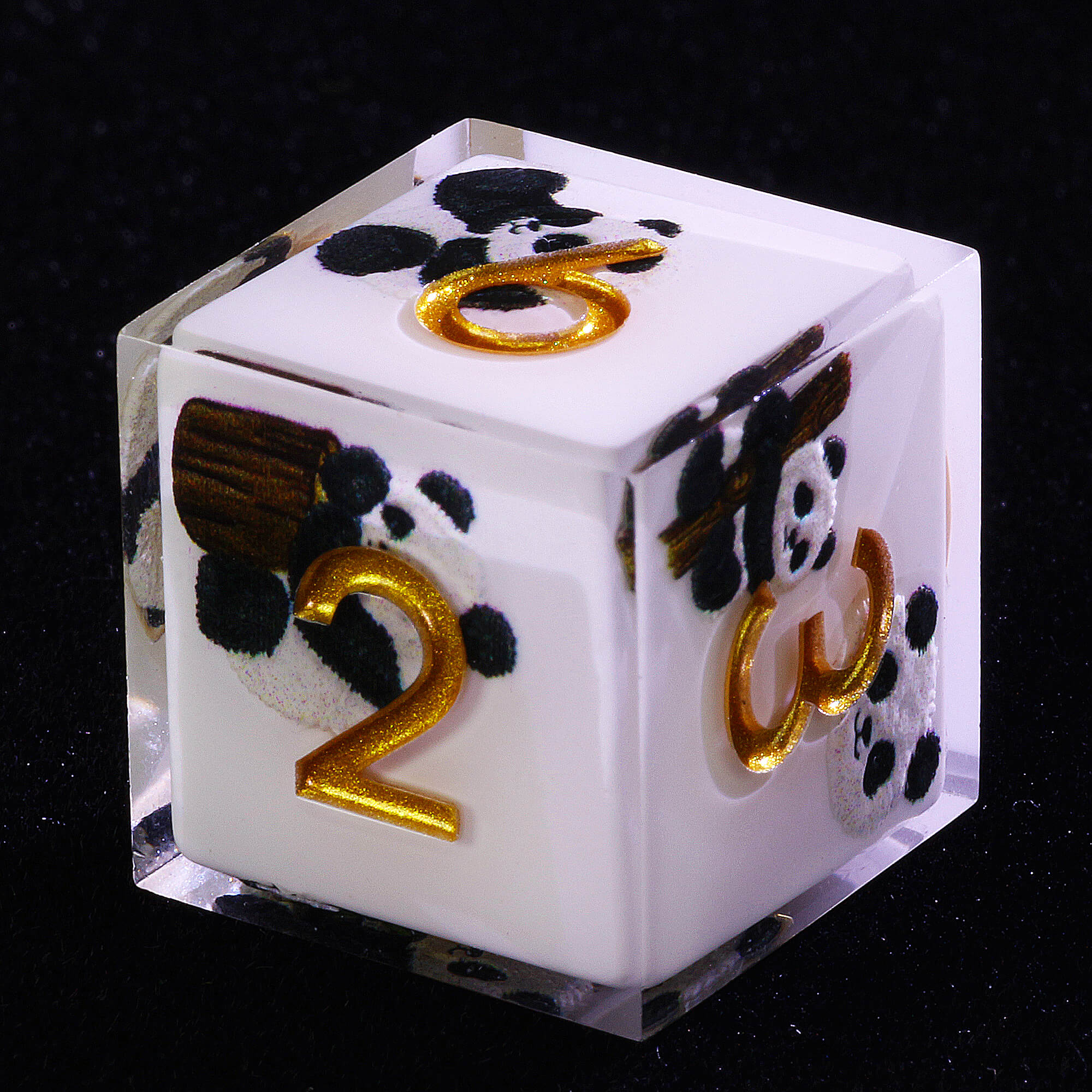 7 Piece Resin Polyhedral D&D Dice Set Panda Milk White - Dice of Dragons