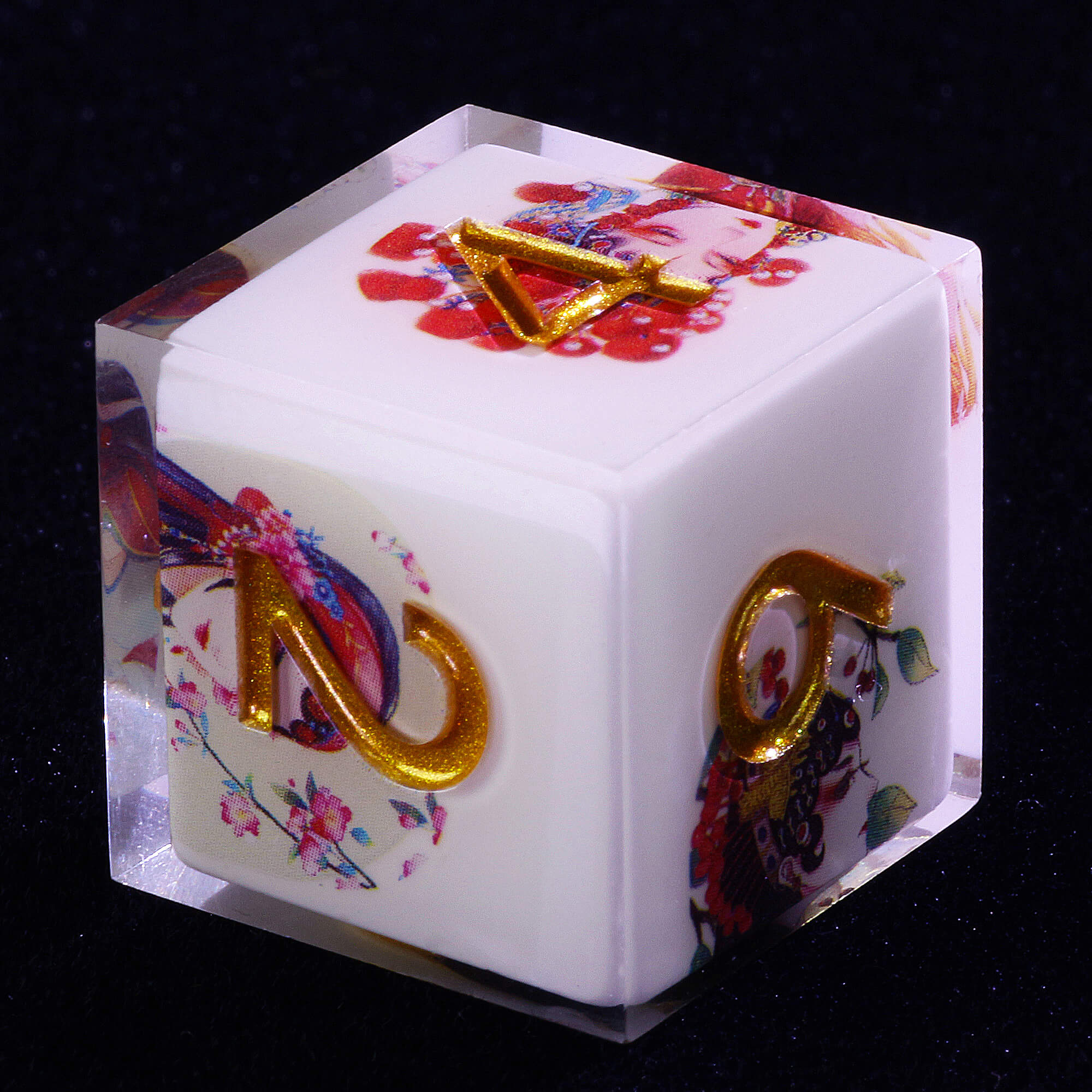 7 Piece Resin Polyhedral D&D Dice Sets Peking Opera Golden Numbers - Dice of Dragons