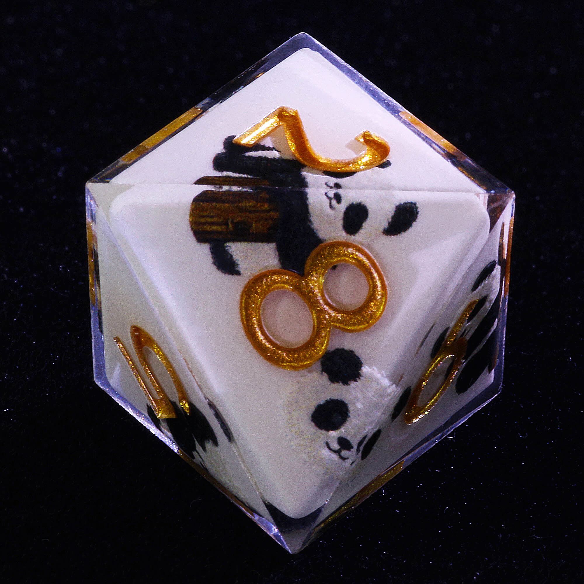 7 Piece Resin Polyhedral D&D Dice Set Panda Milk White - Dice of Dragons