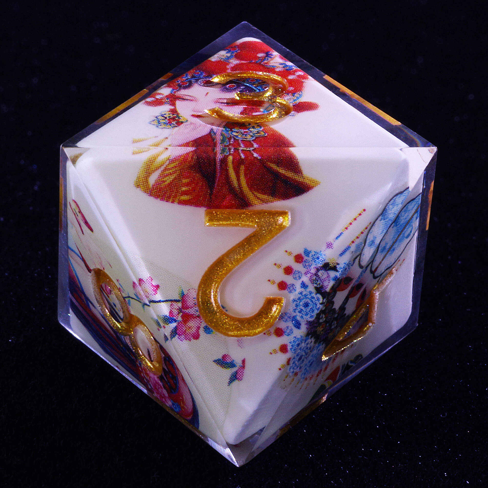 7 Piece Resin Polyhedral D&D Dice Sets Peking Opera Golden Numbers - Dice of Dragons