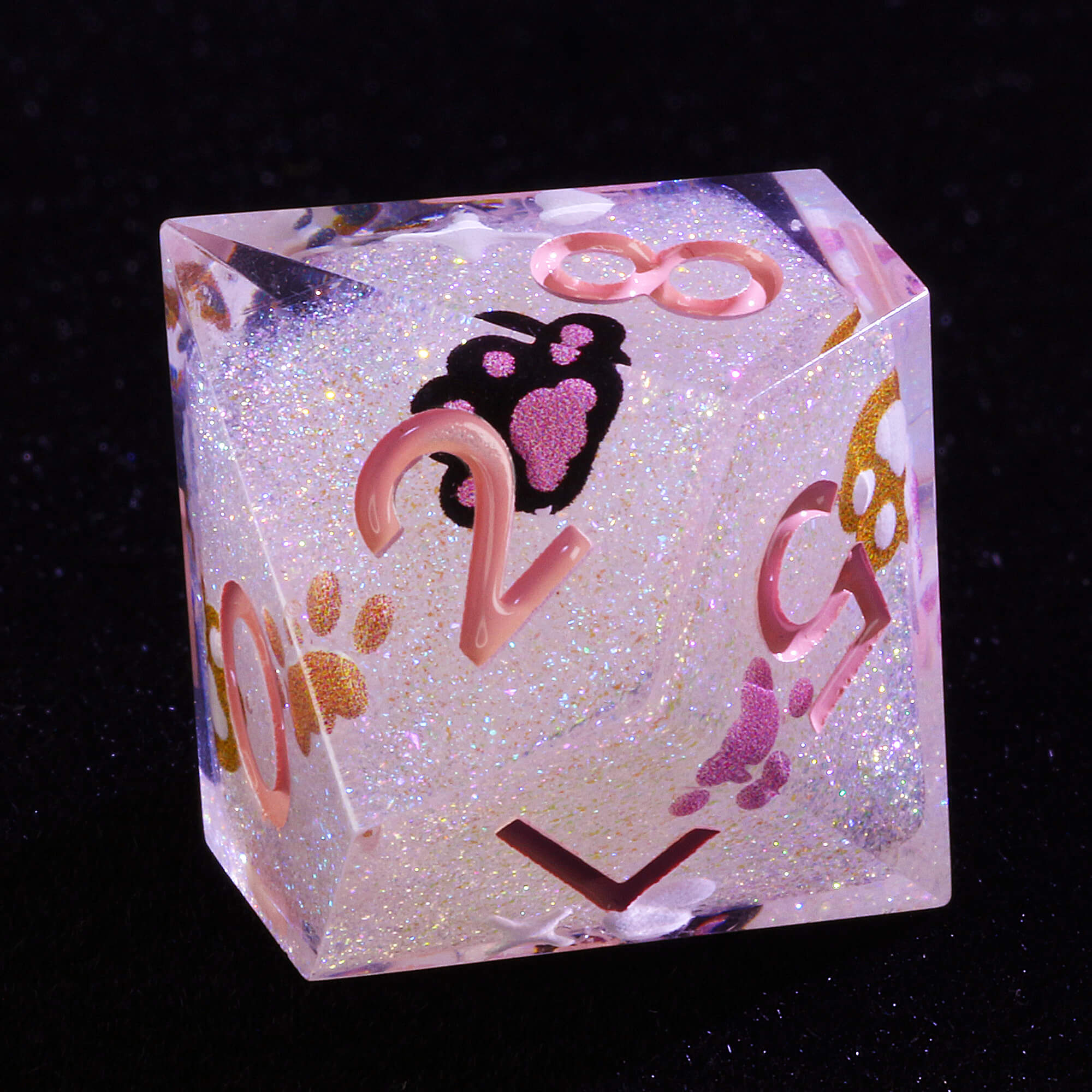 7 Piece Resin Polyhedral DnD Dice Sets Pink Cat Paw - Dice of Dragons