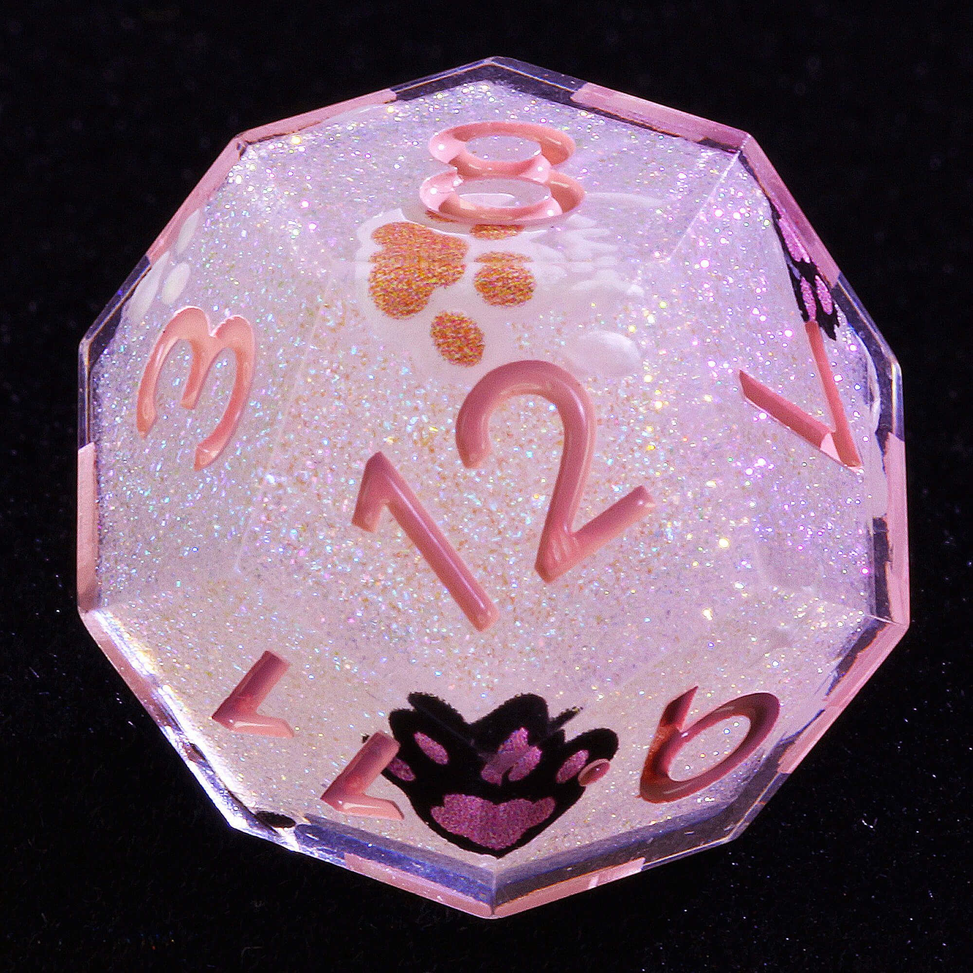 7 Piece Resin Polyhedral DnD Dice Sets Pink Cat Paw - Dice of Dragons