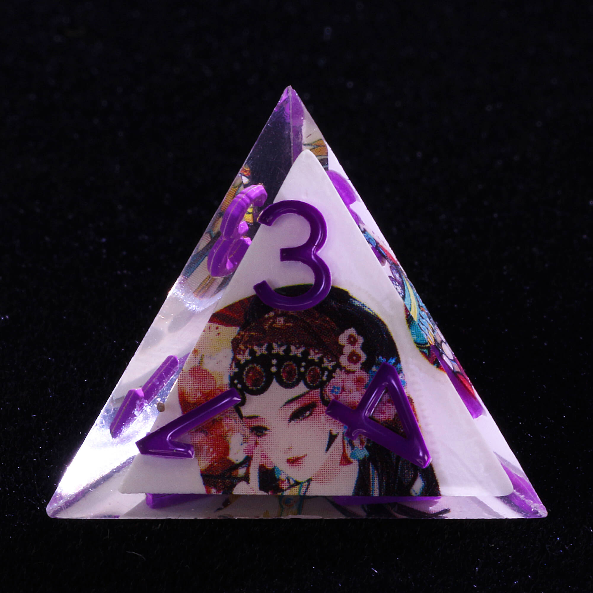 7 Piece Resin Polyhedral DnD Dice Set Peking Opera Purple Numbers - Dice of Dragons