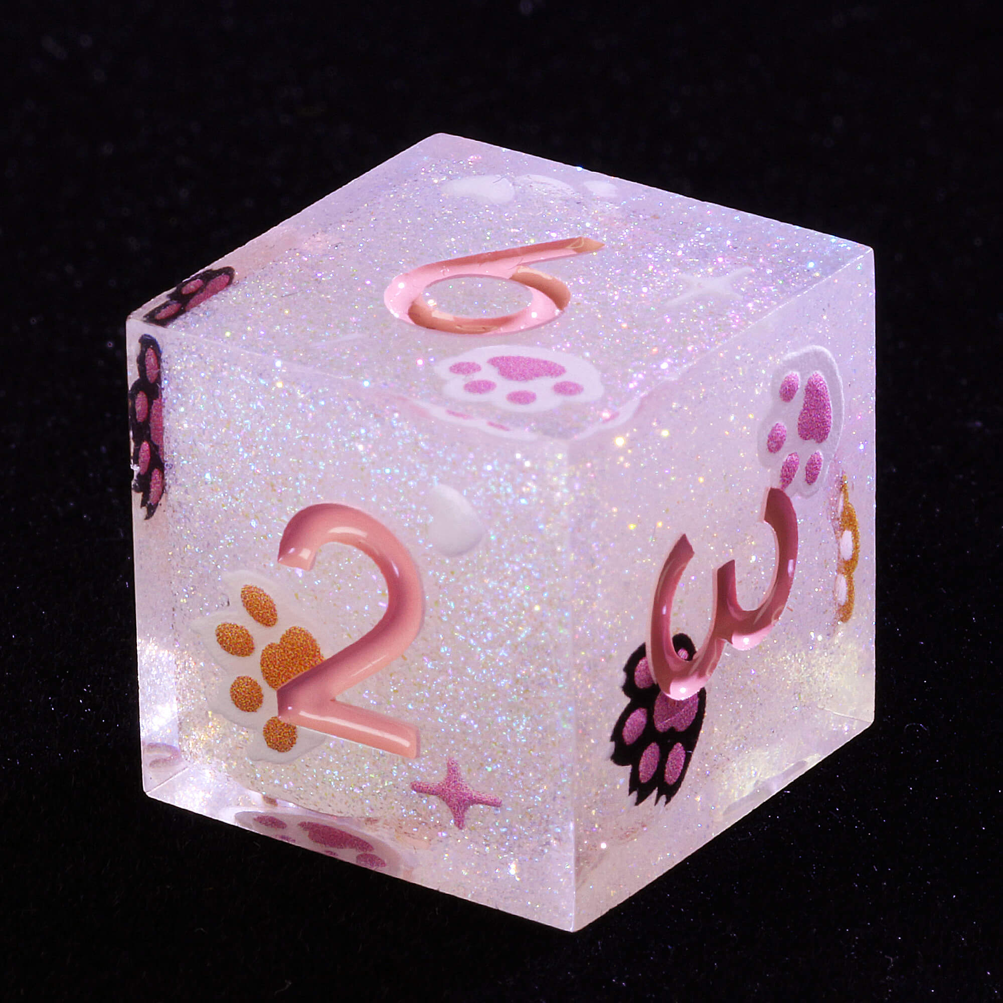 7 Piece Resin Polyhedral DnD Dice Sets Pink Cat Paw - Dice of Dragons