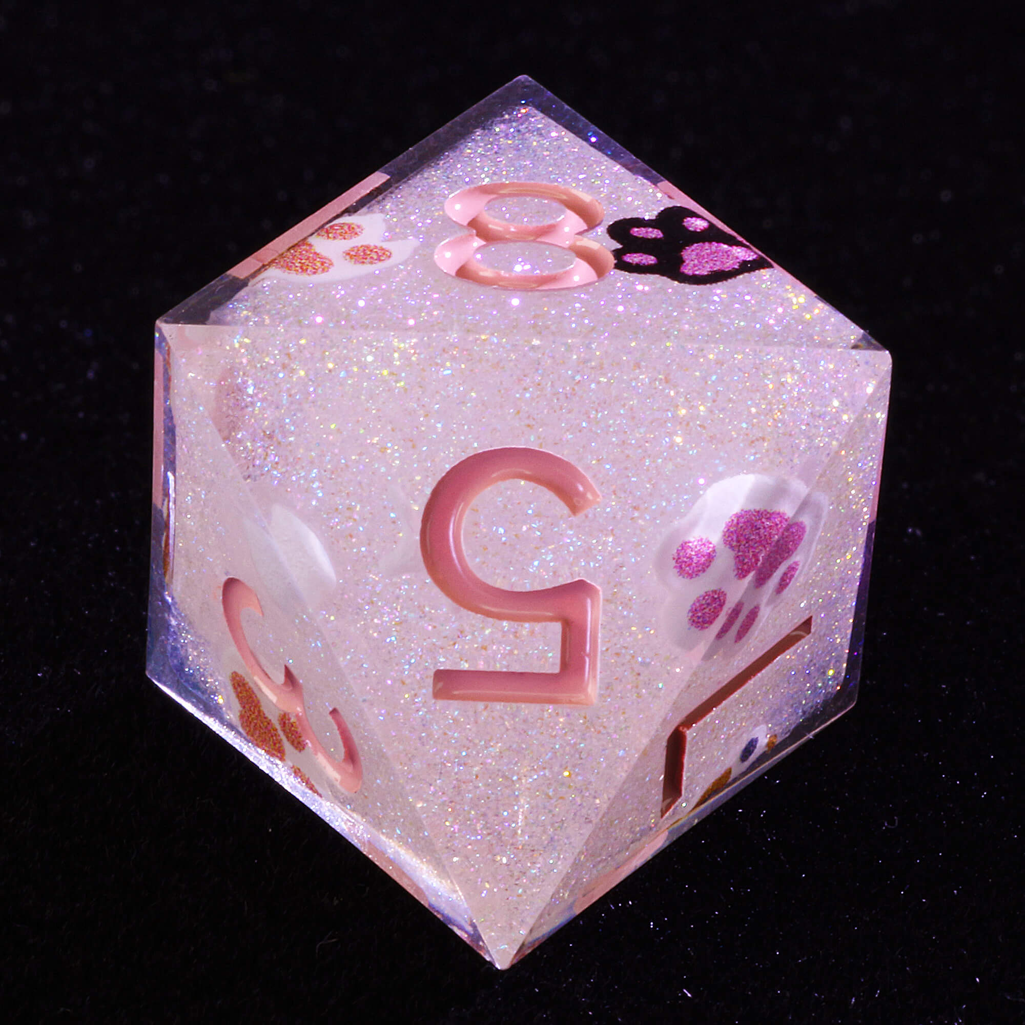 7 Piece Resin Polyhedral DnD Dice Sets Pink Cat Paw - Dice of Dragons