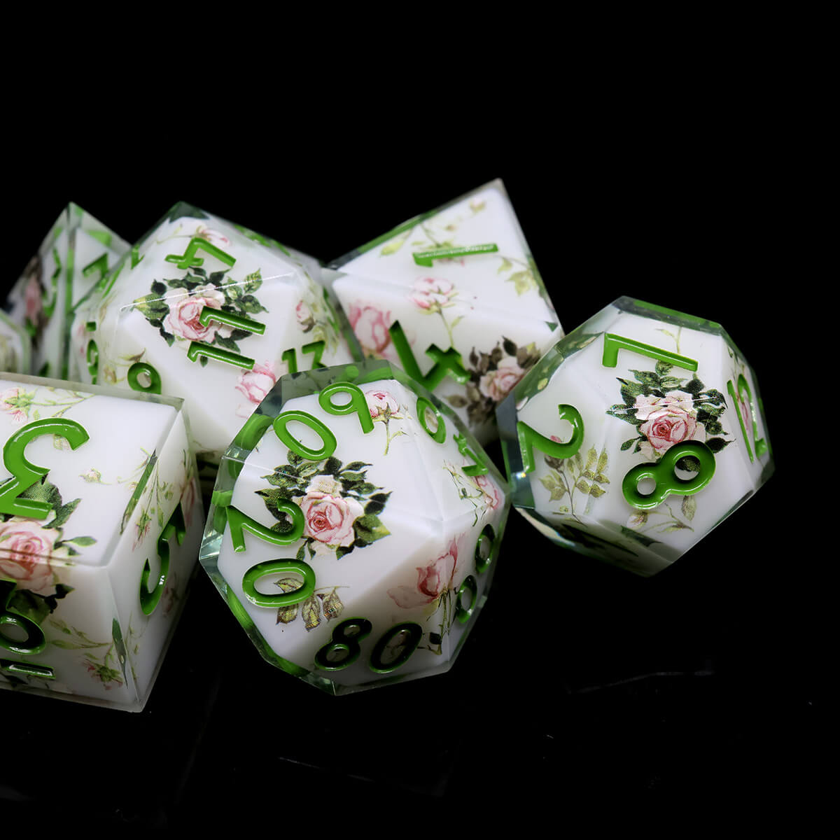 7-Piece DND Dice Set Flower Sharp Edge Layered - Dice of Dragons
