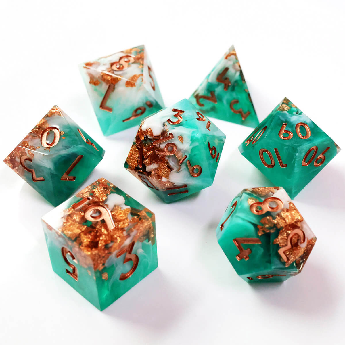 7 Pieces Resin Sharp Edged Polyhedral DnD Dice Set - Windstorm - Dice of Dragons