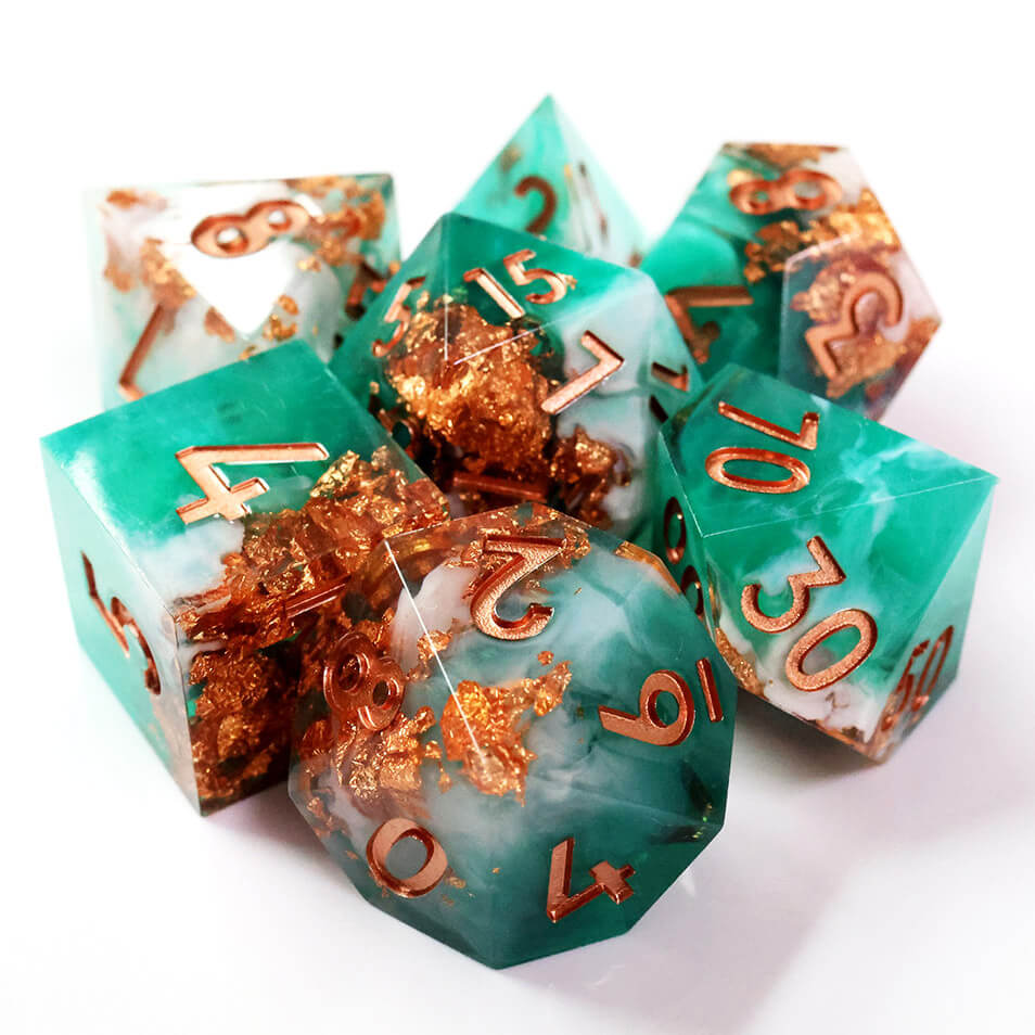 7 Pieces Resin Sharp Edged Polyhedral DnD Dice Set - Windstorm - Dice of Dragons