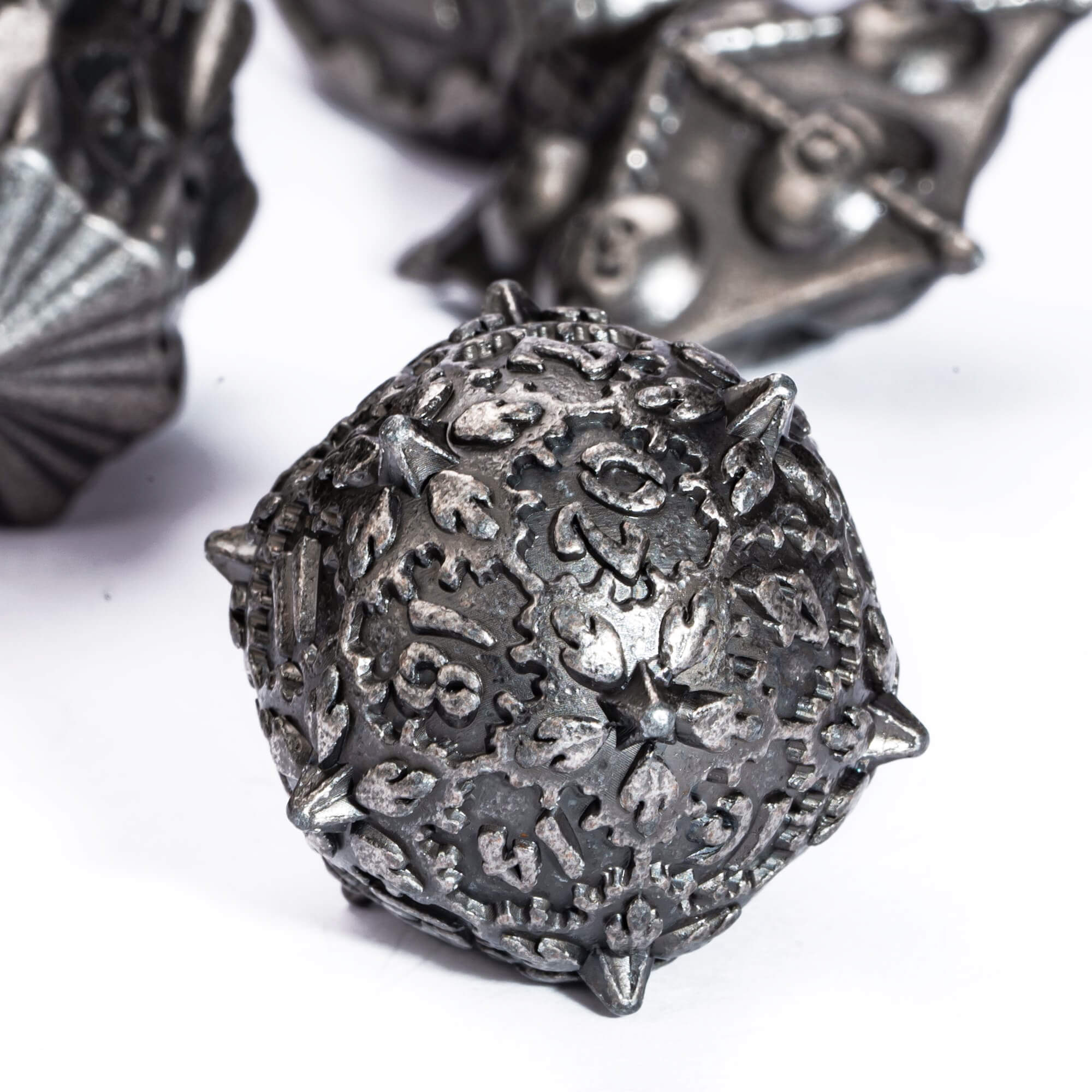 7 Polyhedral Dragon Set Metal Dice Sets DnD Nickel - Dice of Dragons