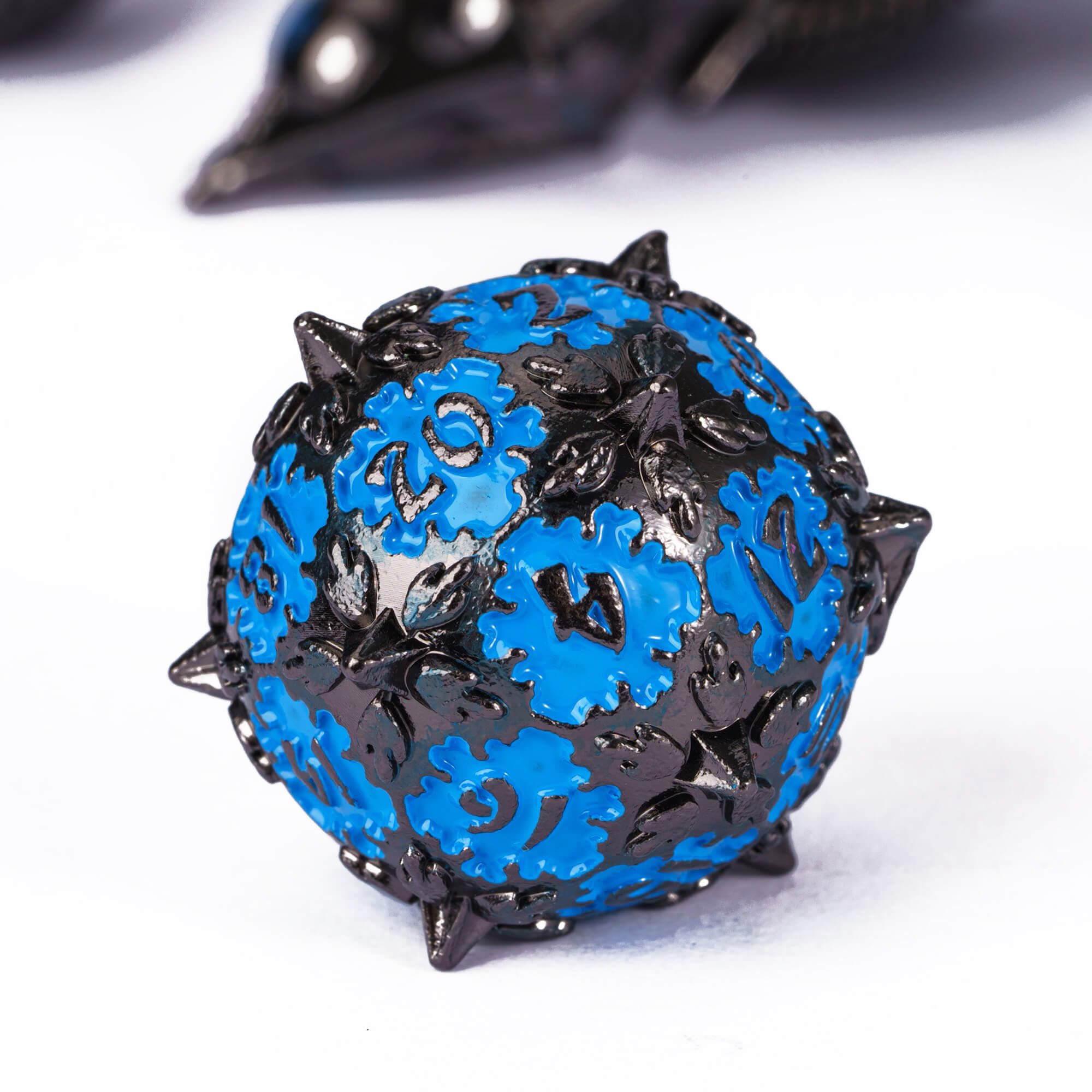 7 Polyhedral Dragon Set Metal Dice Sets D And D Black Blue - Dice of Dragons