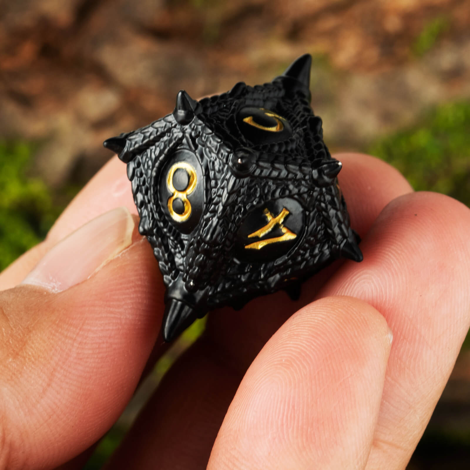 7 Polyhedral Metal Dragon Eye D&D Dice Set - Black - Dice of Dragons