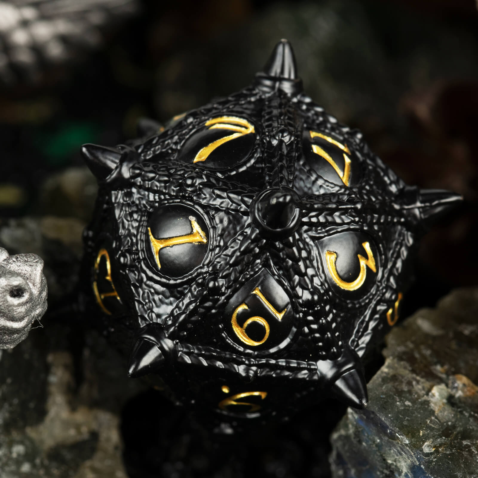 7 Polyhedral Metal Dragon Eye D&D Dice Set - Black - Dice of Dragons