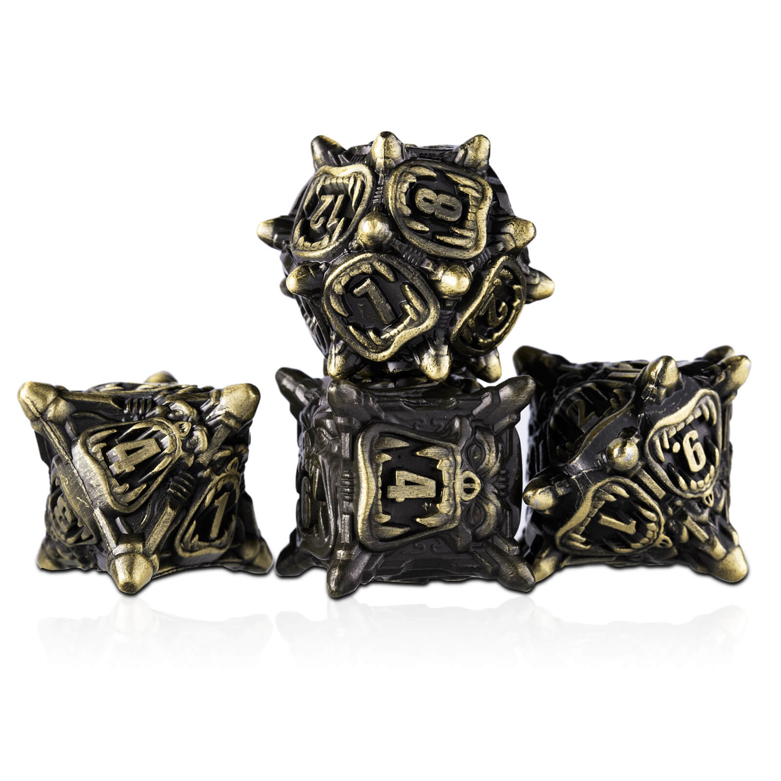 7 Polyhedral Monster Metal Dice Set D and D - Ancient Bronze - Dice of Dragons