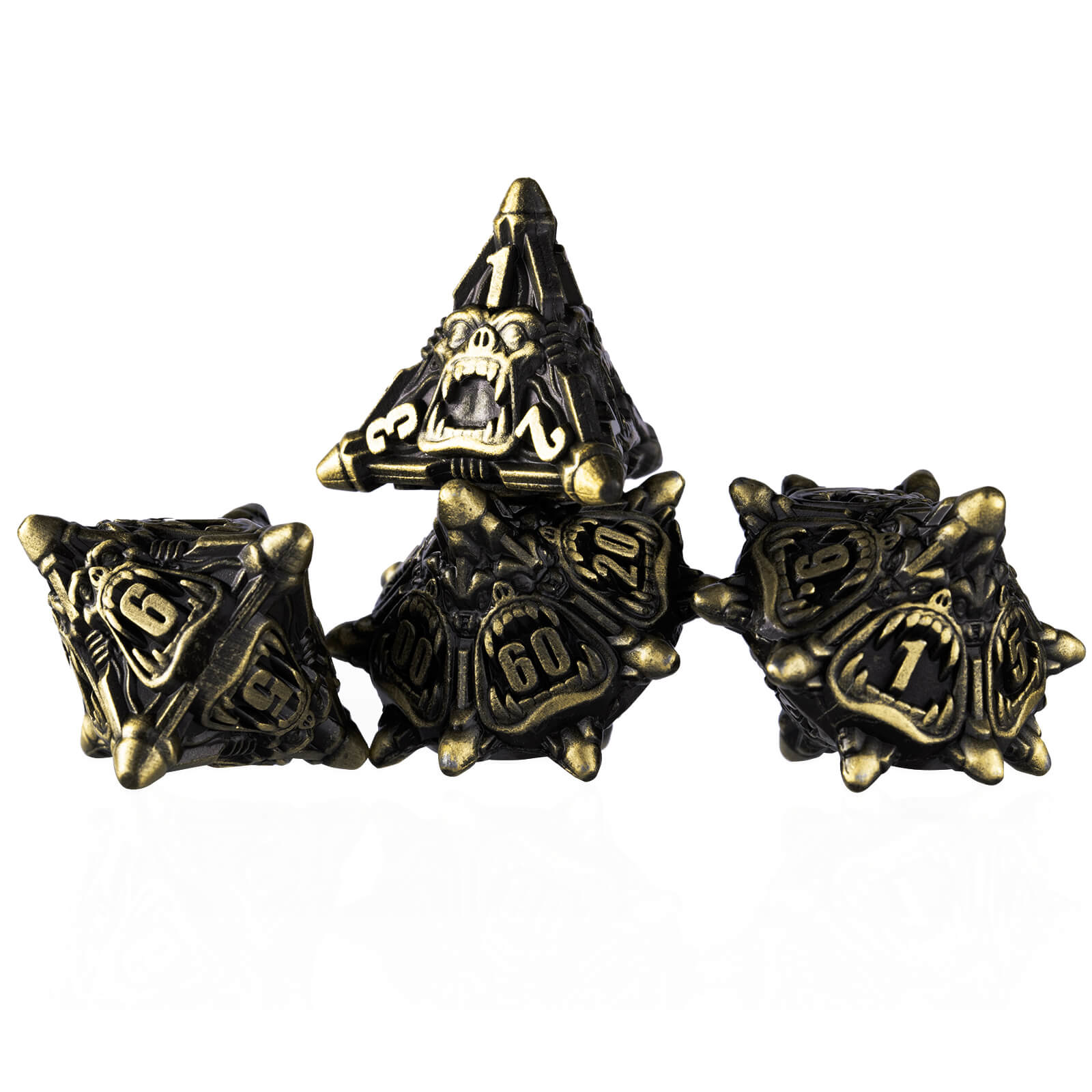 7 Polyhedral Monster Metal Dice Set D and D - Ancient Bronze - Dice of Dragons