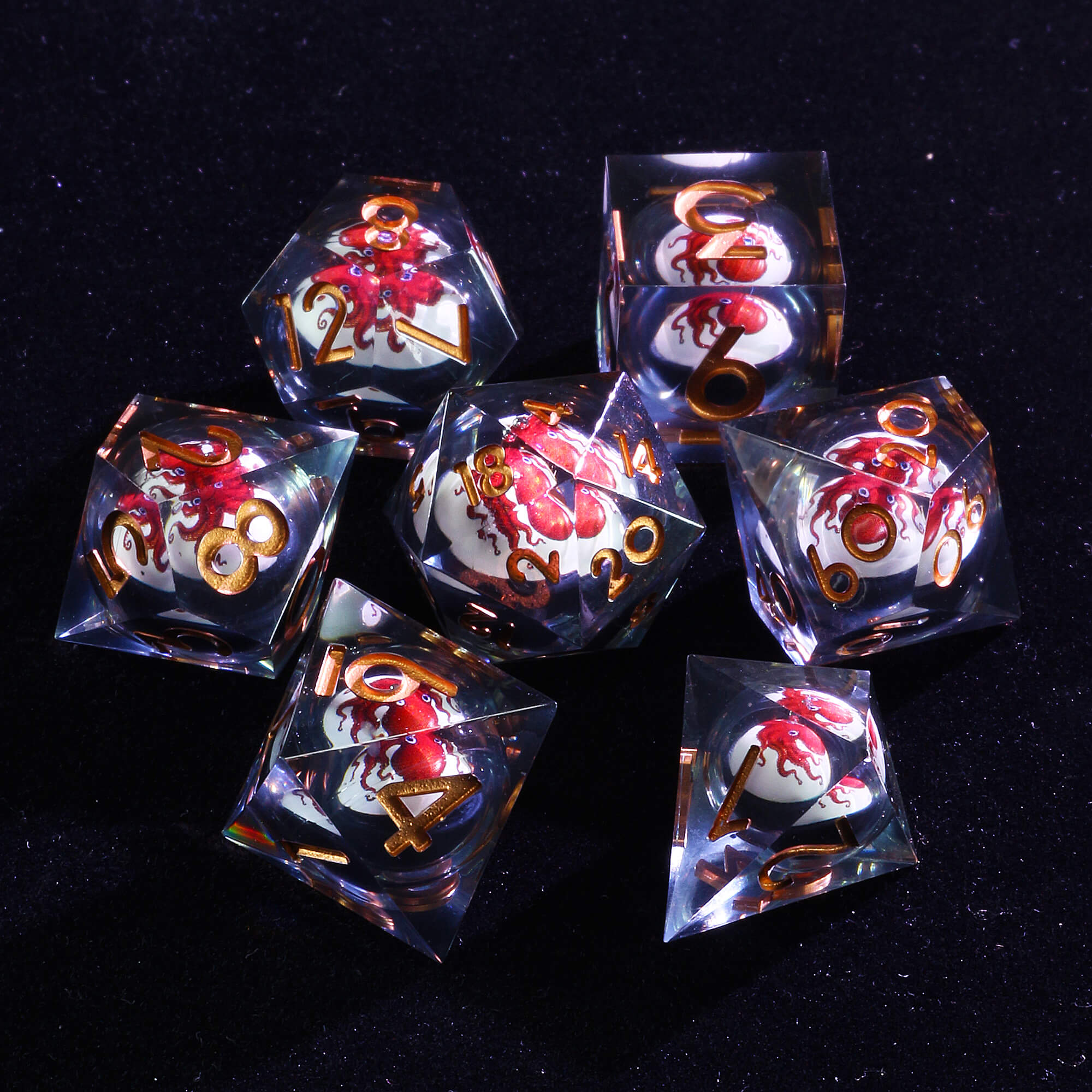 7 Polyhedral Octopus Liquid Core DD Dice Set - Dice of Dragons