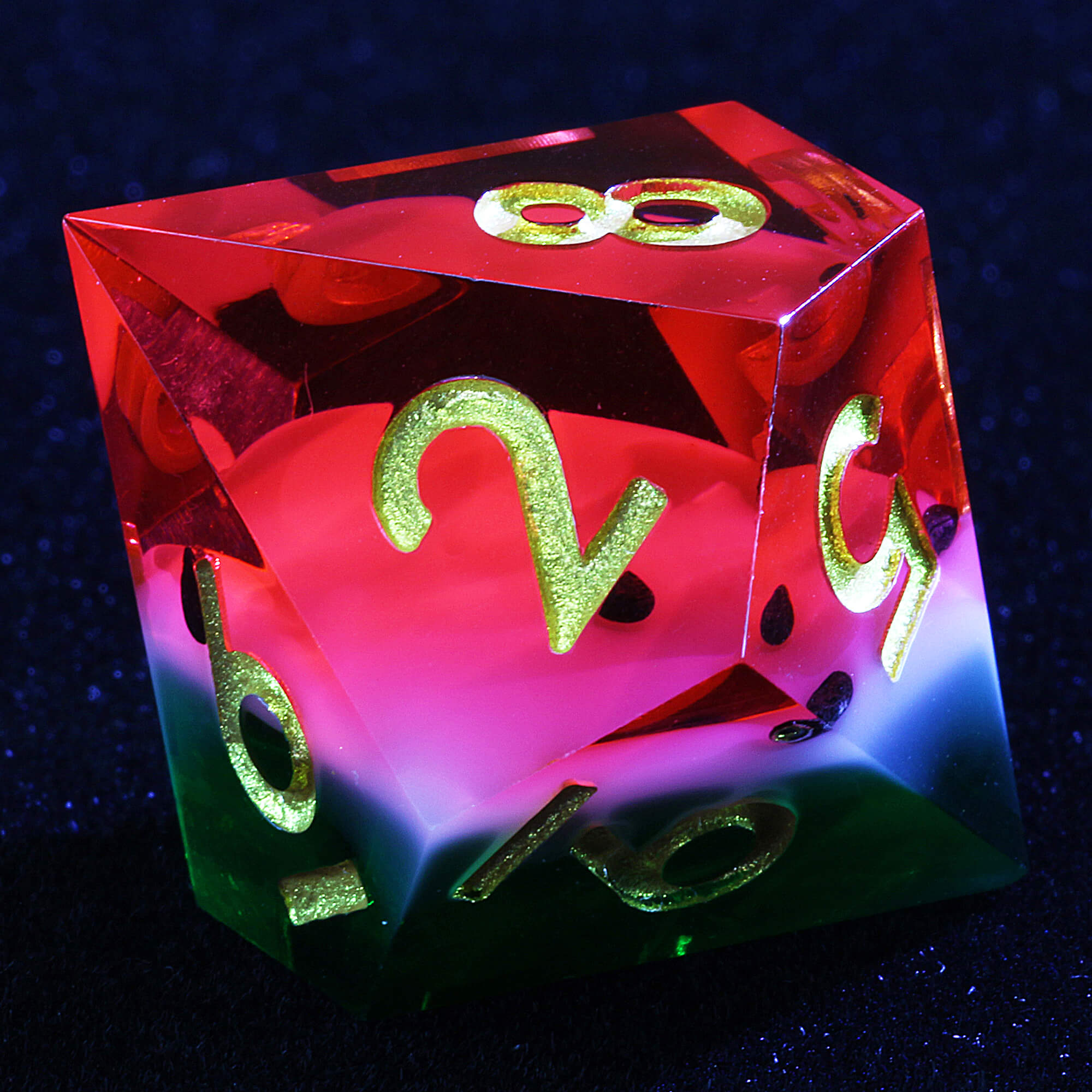 7 Polyhedral Resin Set Dice DD Watermelon Red - Dice of Dragons