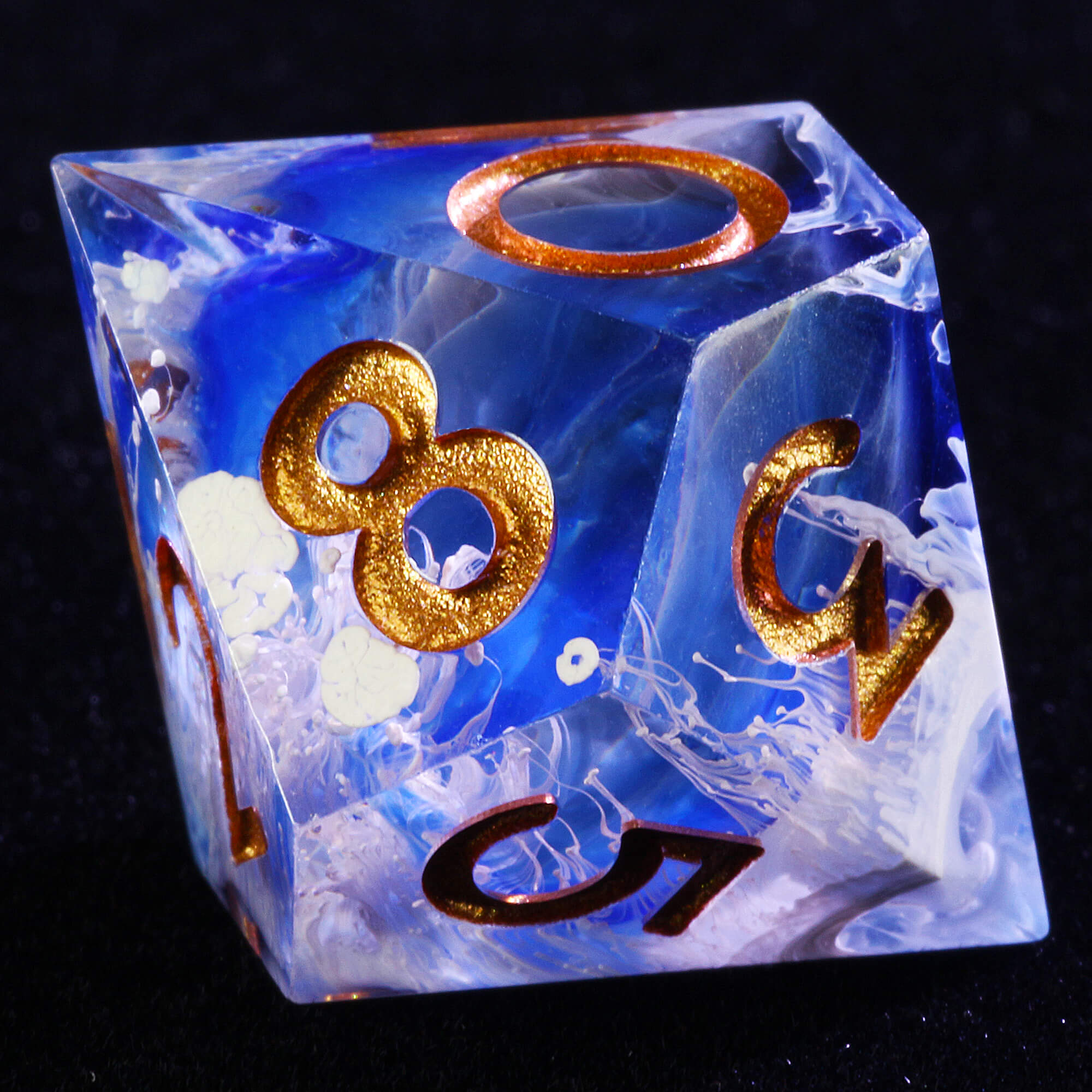 7 Polyhedral Resin Set of Dice DnD Wave Blue - Dice of Dragons