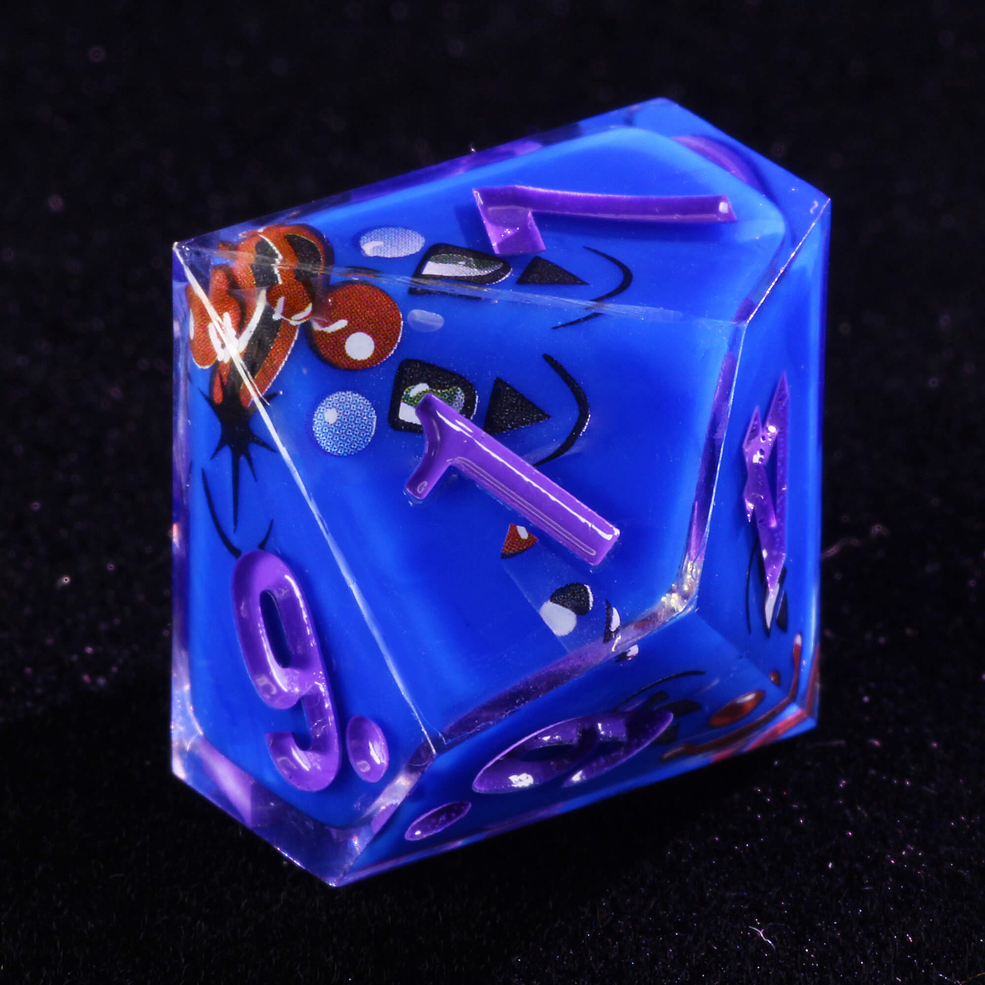 7 Polyhedral Resin D&D Dice Masters Sets Clown Blue - Dice of Dragons