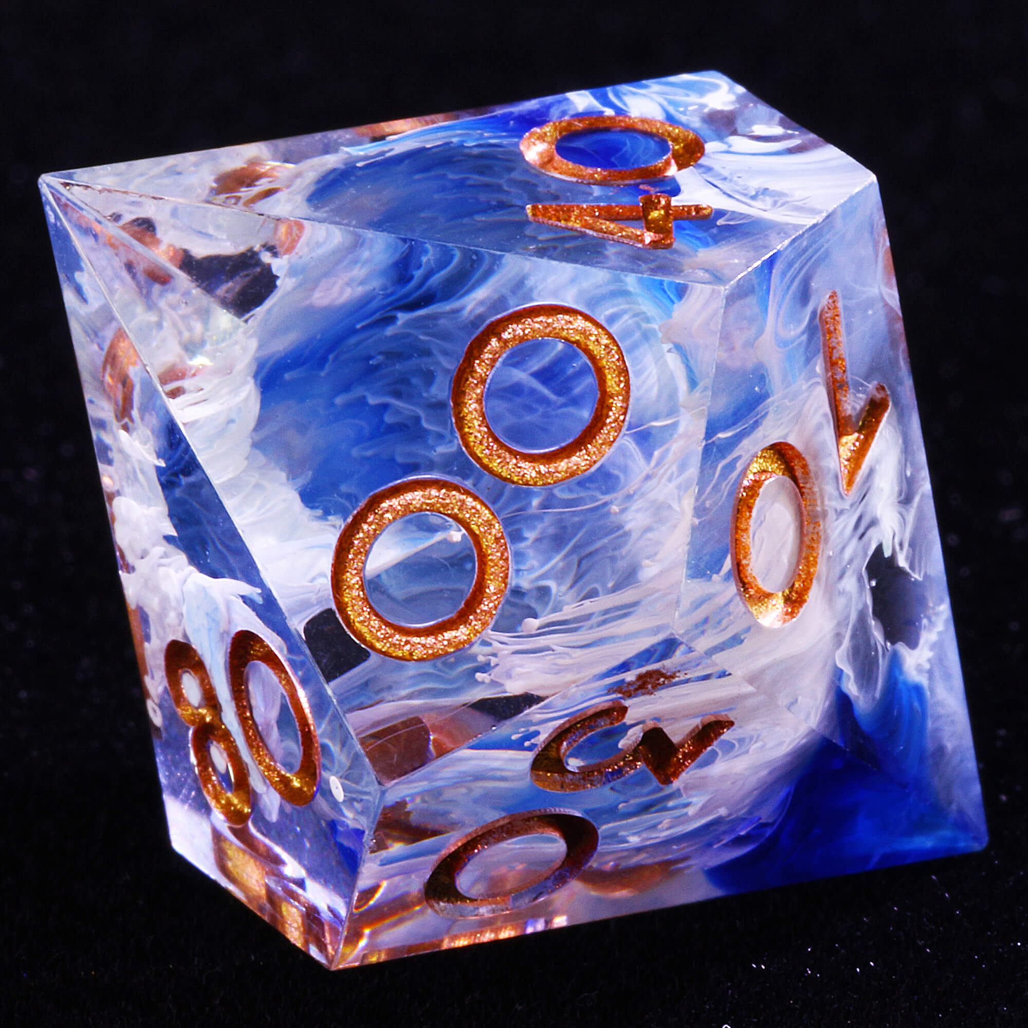 7 Polyhedral Resin Dice Sets D&D Wave Blue - Dice of Dragons