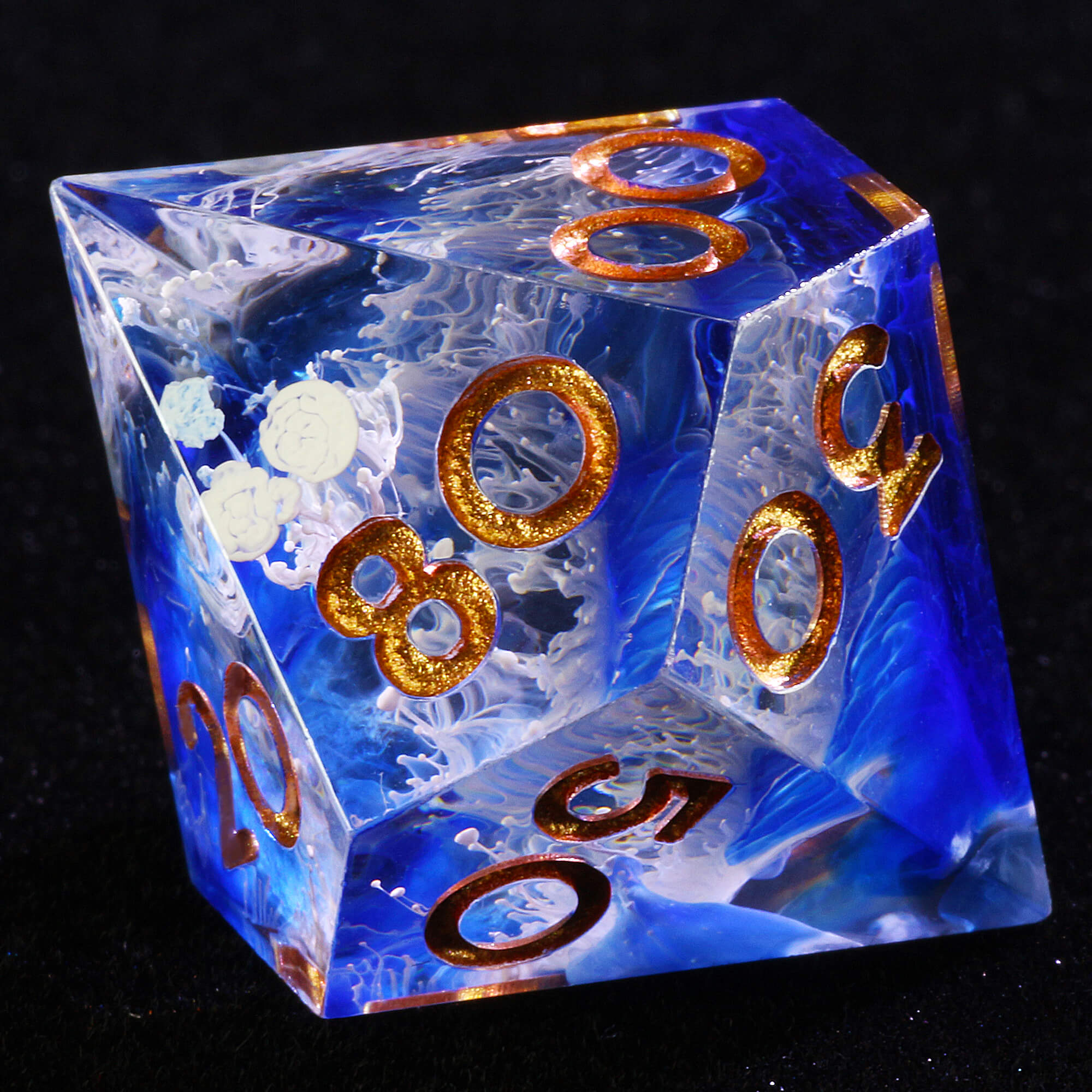 7 Polyhedral Resin Set of Dice DnD Wave Blue - Dice of Dragons