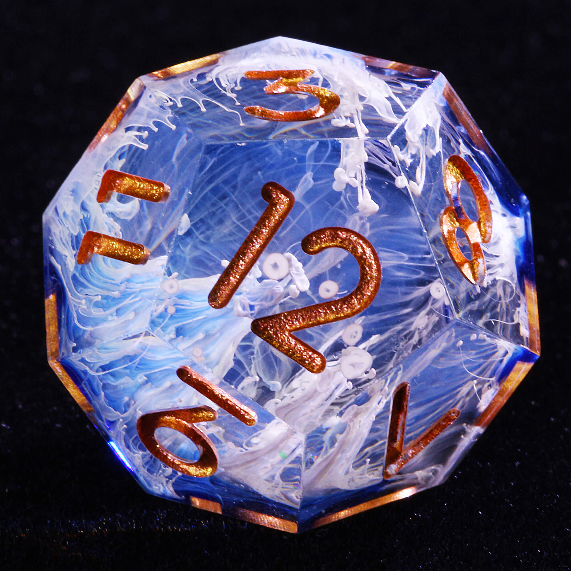 7 Polyhedral Resin Dice Sets D&D Wave Blue - Dice of Dragons