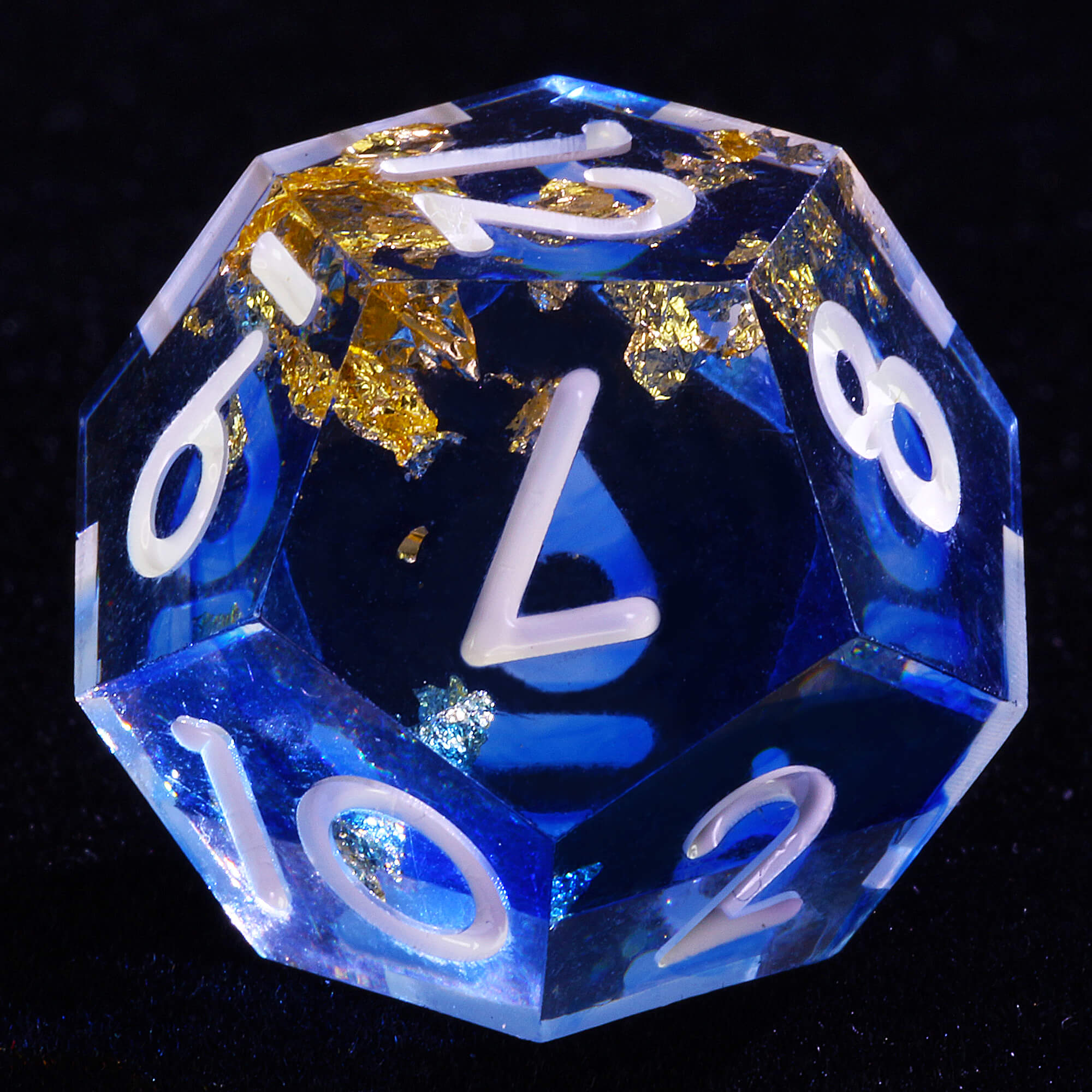 7 Polyhedral Resin Dice Sets DnD Gold Paper Blue - Dice of Dragons