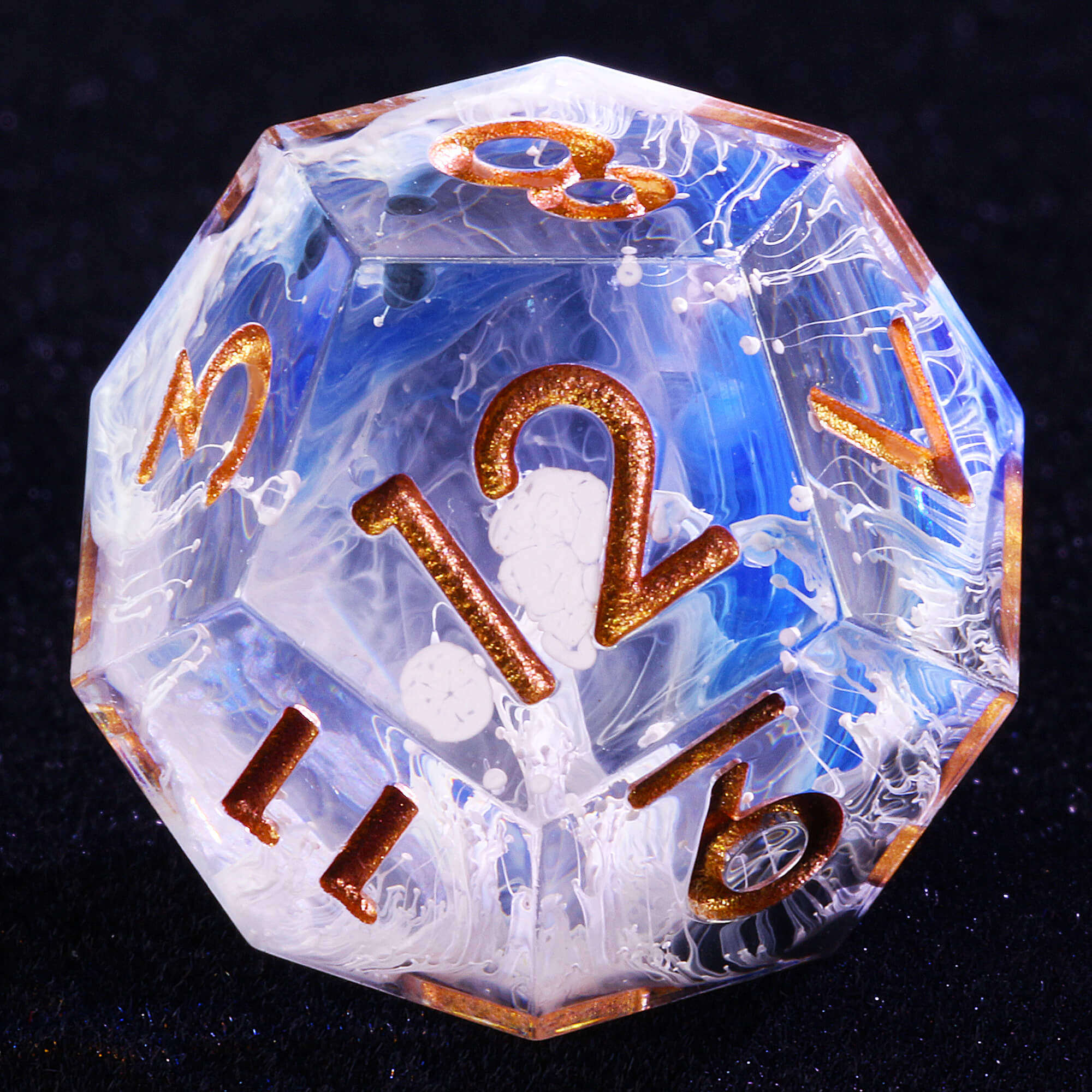 7 Polyhedral Resin Set of Dice DnD Wave Blue - Dice of Dragons