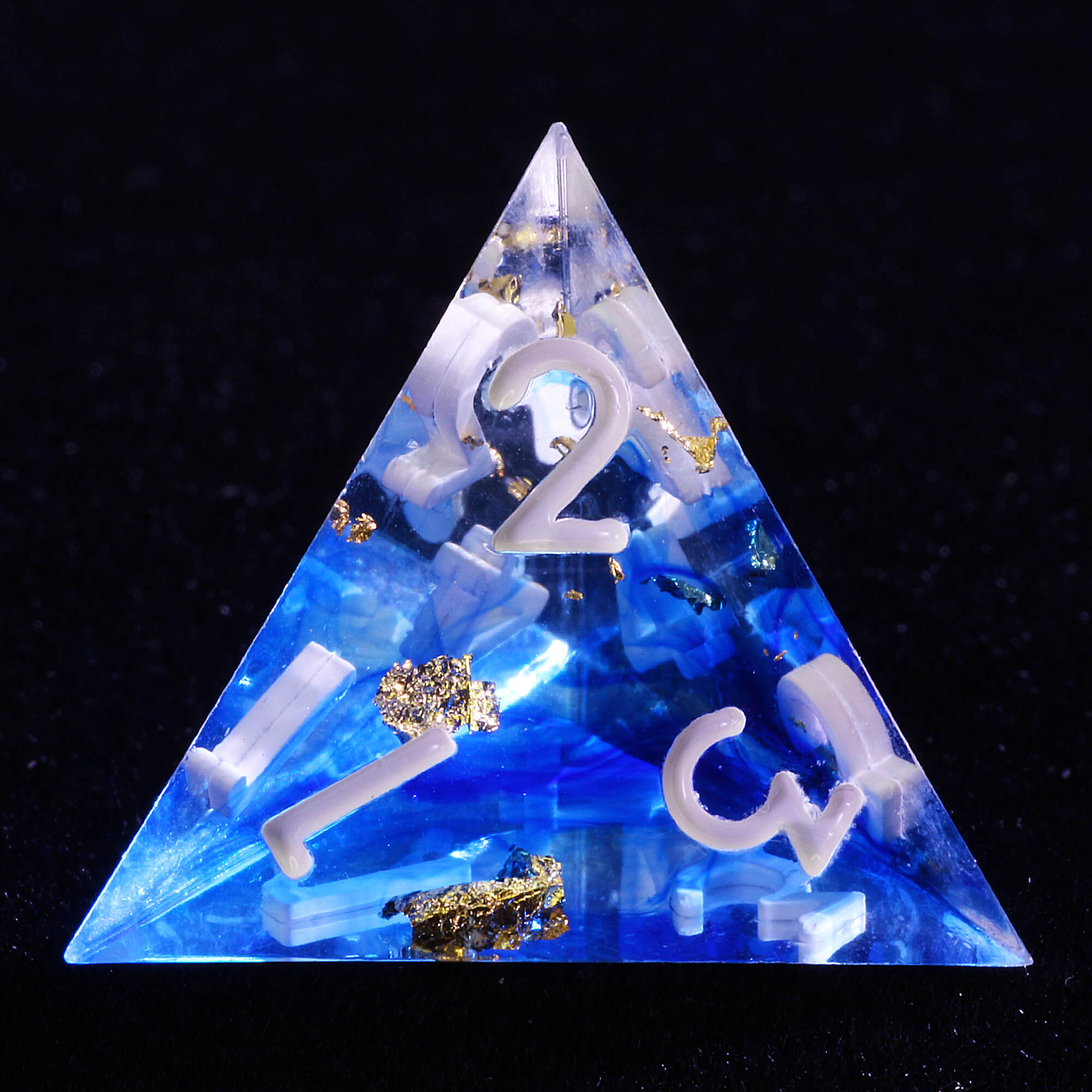 7 Polyhedral Resin Dice Sets DnD Gold Paper Blue - Dice of Dragons