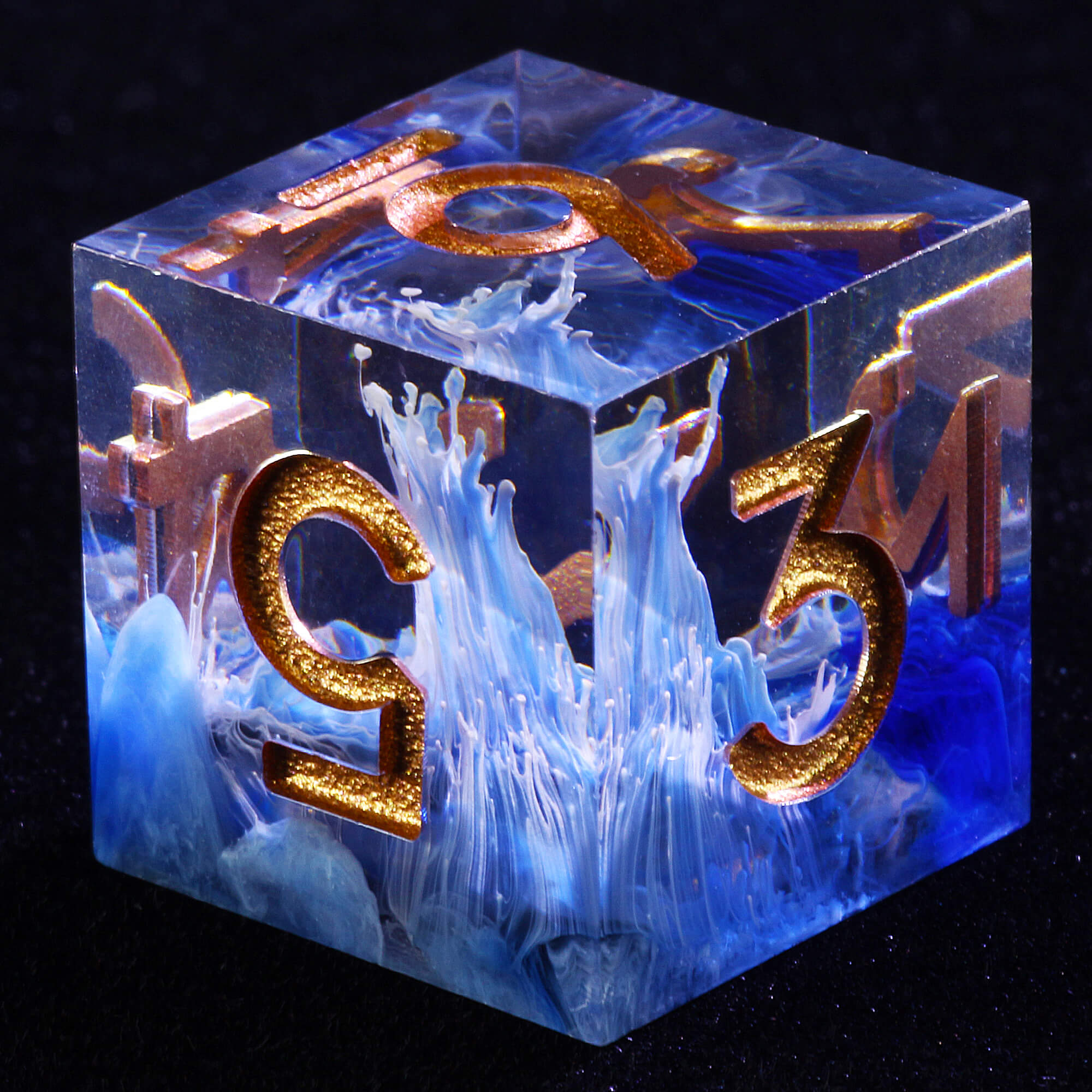 7 Polyhedral Resin Set of Dice DnD Wave Blue - Dice of Dragons