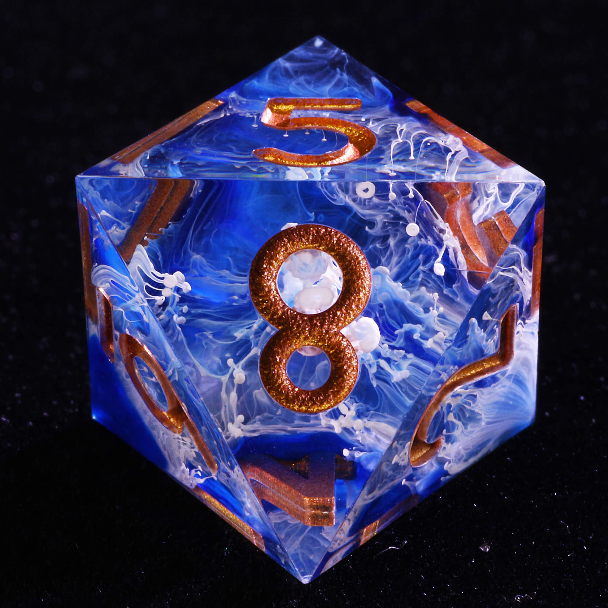 7 Polyhedral Resin Dice Sets D&D Wave Blue - Dice of Dragons