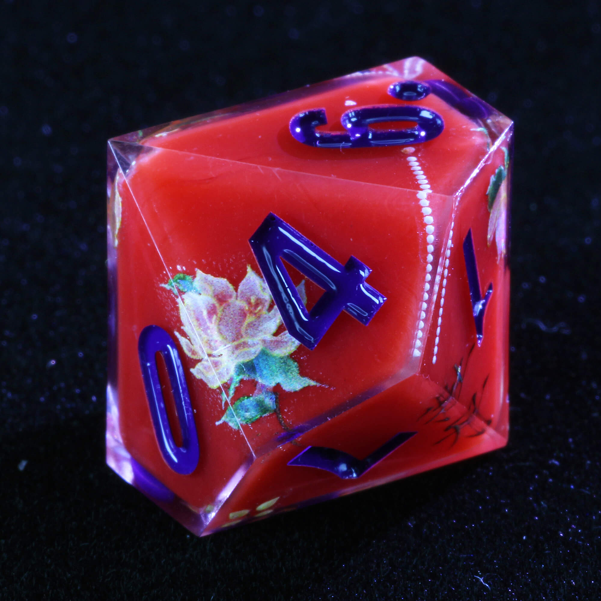 7 Polyhedral Resin Die Dice Sets DD Flower Red - Dice of Dragons