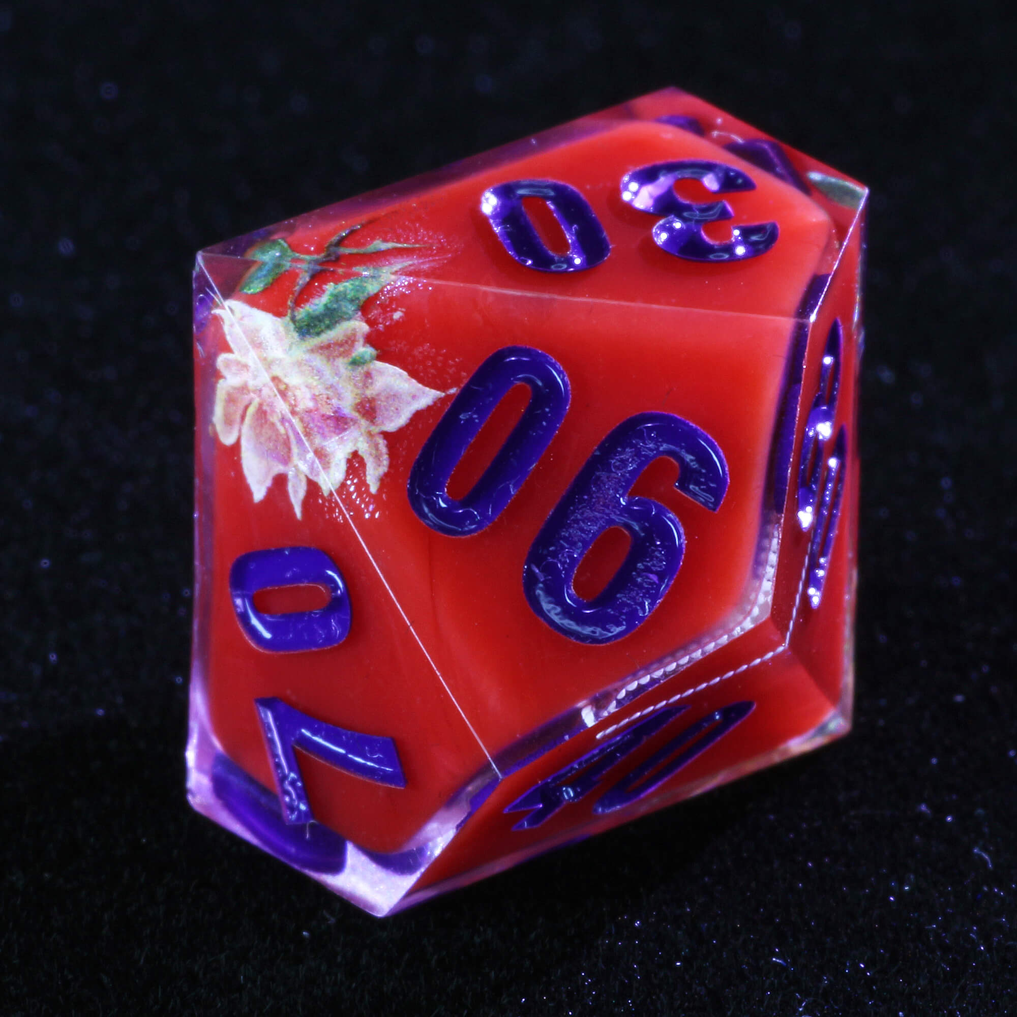 7 Polyhedral Resin Die Dice Sets DD Flower Red - Dice of Dragons