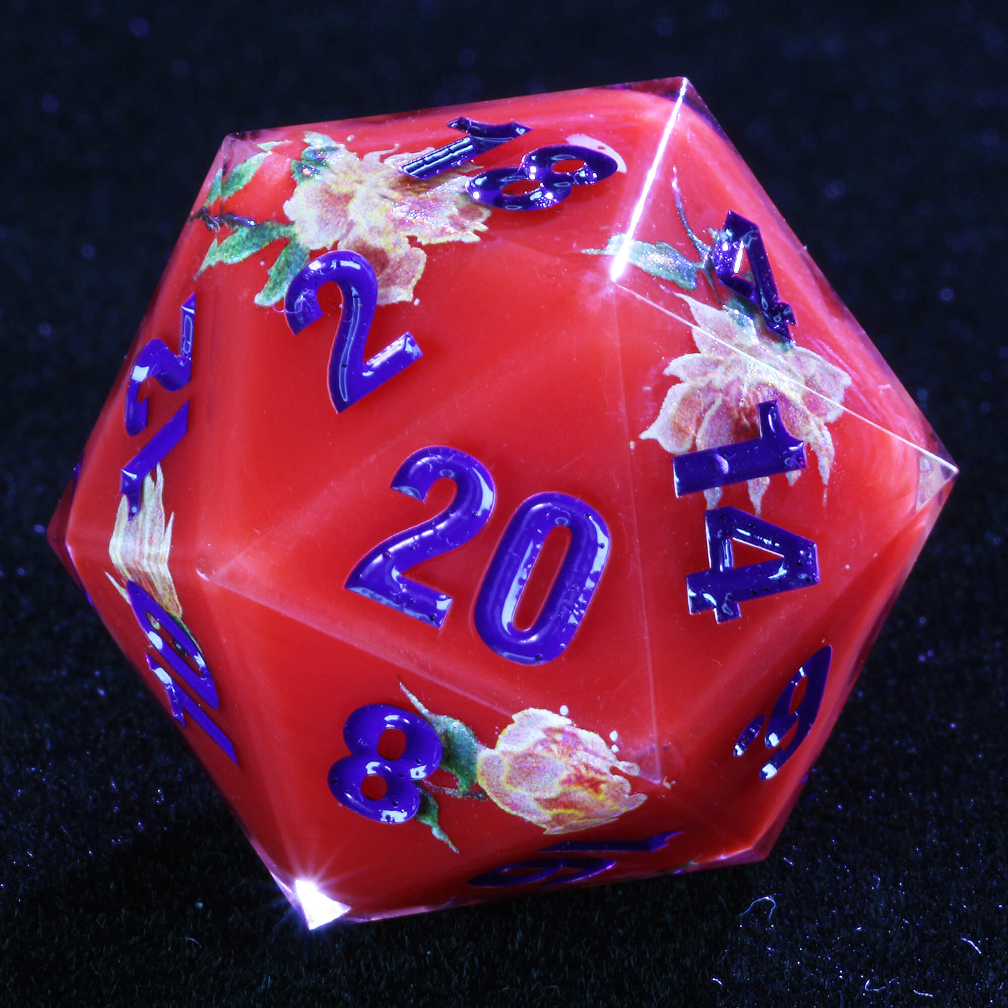 7 Polyhedral Resin Die Dice Sets DD Flower Red - Dice of Dragons