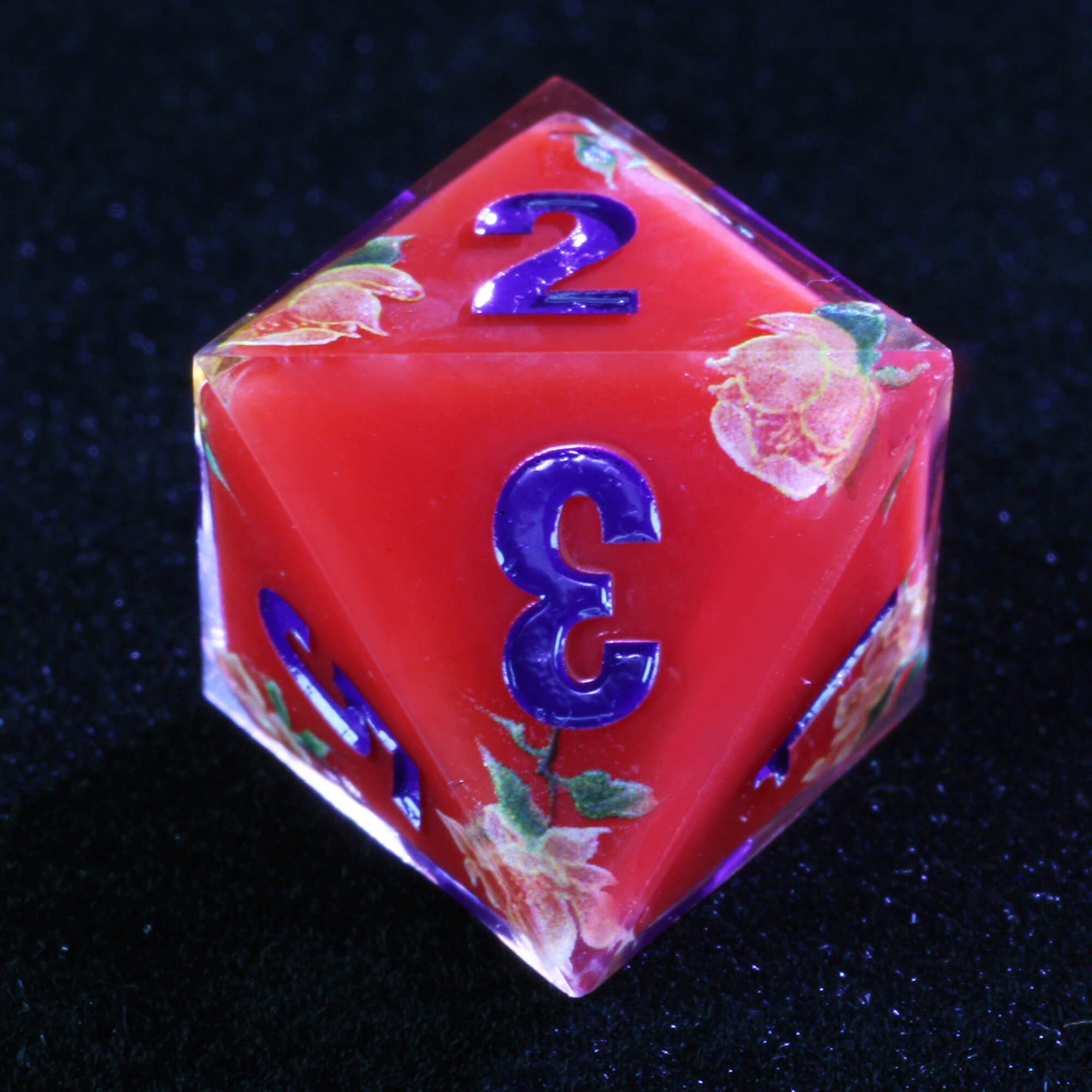 7 Polyhedral Resin Die Dice Sets DD Flower Red - Dice of Dragons