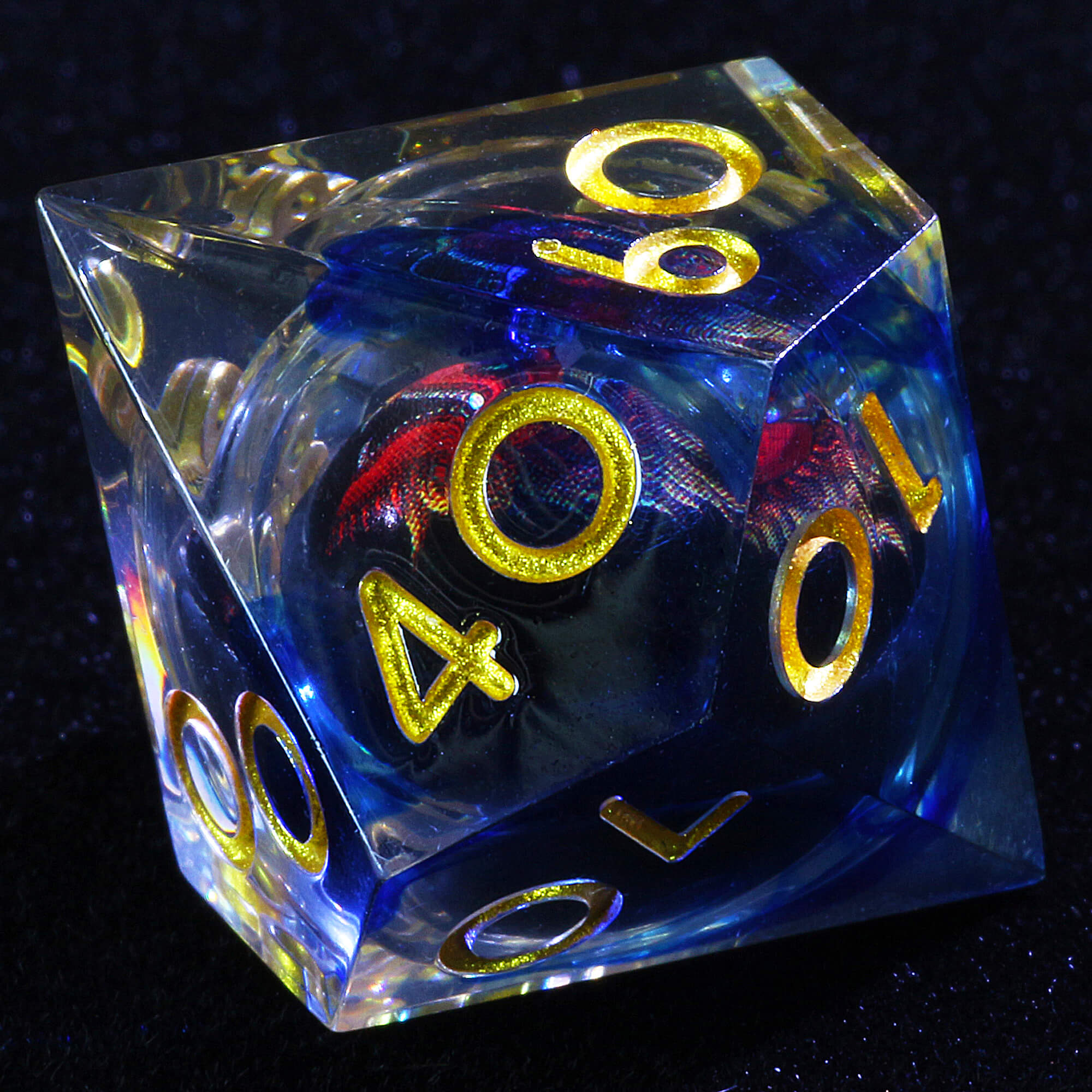 7 Polyhedral Resin Dragon Liquid Core Set Dice DnD - Dice of Dragons