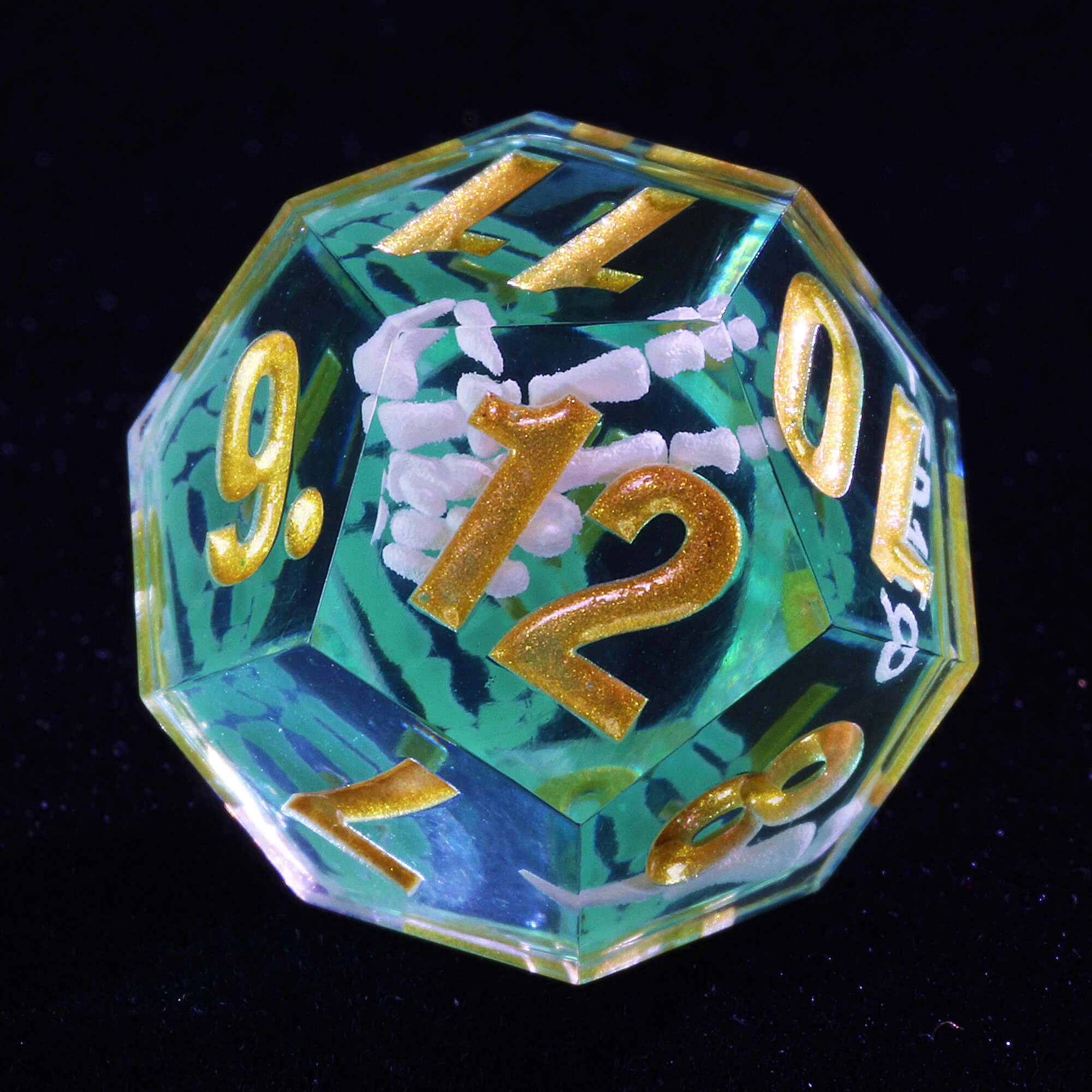 7 Polyhedral Resin Full DnD Dice Set Skeleton Palm - Dice of Dragons