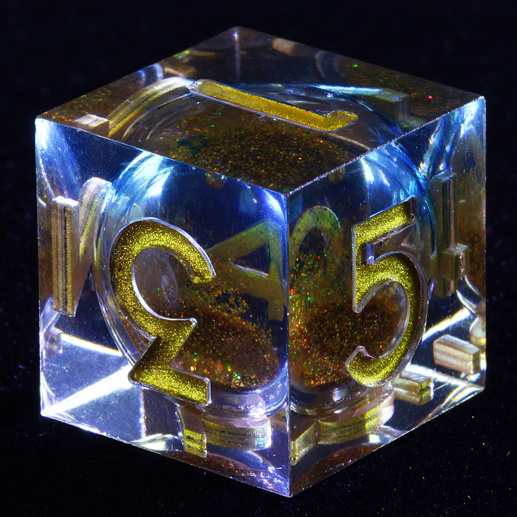 7 Polyhedral Resin Gold Liquid Core D and D Dice Set Blue - Dice of Dragons