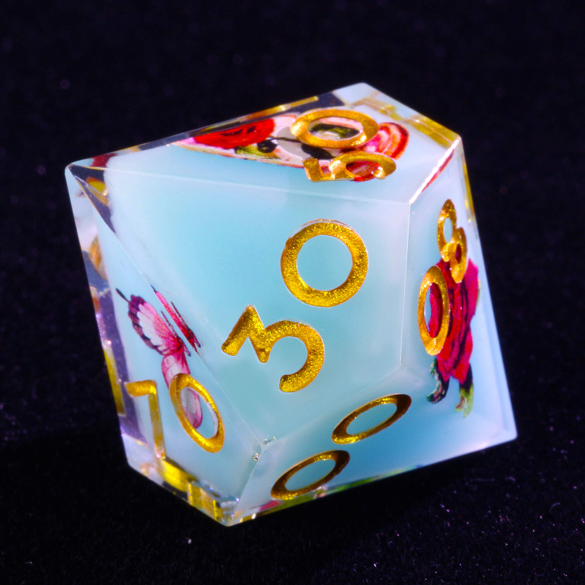 7 Polyhedral Resin Layered Dice Sets DD Flower Butterfly - Dice of Dragons