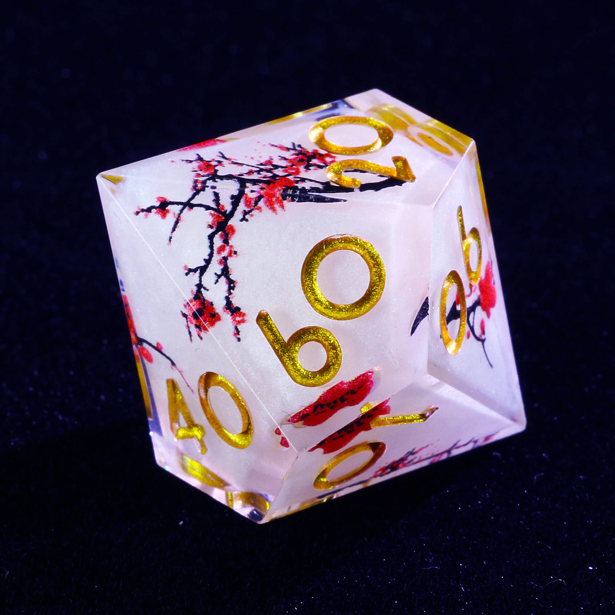 7 Polyhedral Resin Layered D&D Dice Set Plum Blossom - Dice of Dragons