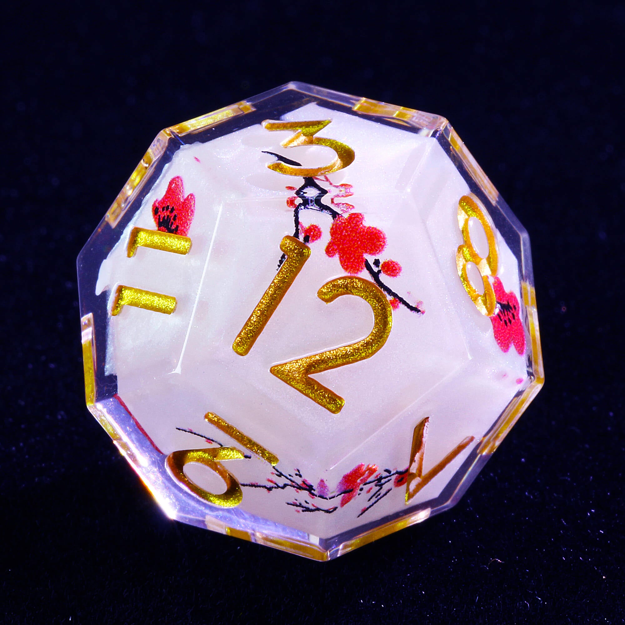 7 Polyhedral Resin Layered D&D Dice Set Plum Blossom - Dice of Dragons