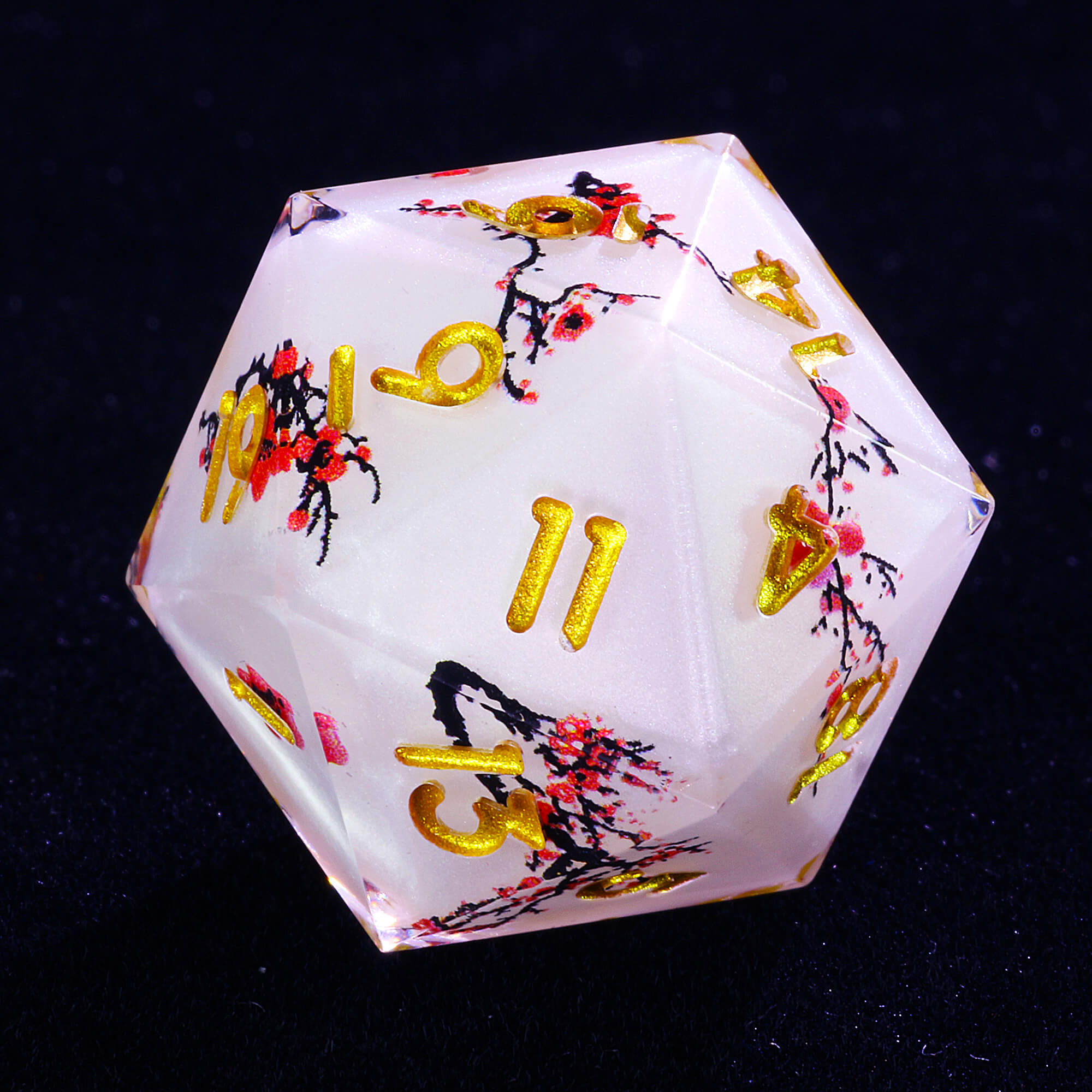 7 Polyhedral Resin Layered D&D Dice Set Plum Blossom - Dice of Dragons